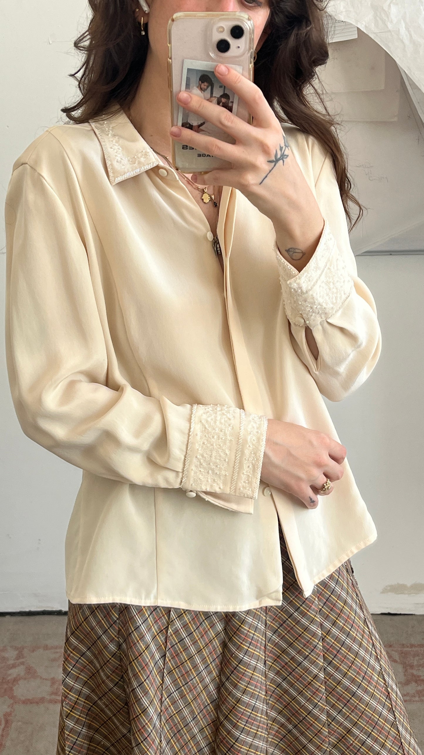 Beaded Embroidered Silk Blouse