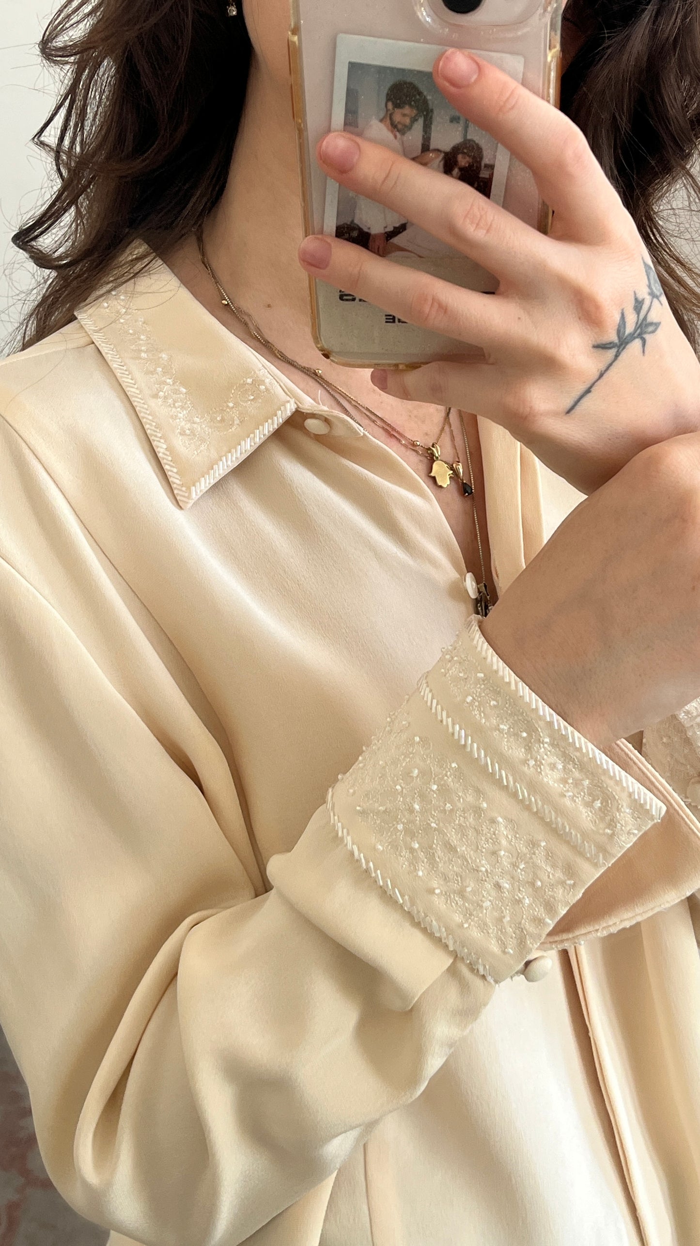 Beaded Embroidered Silk Blouse