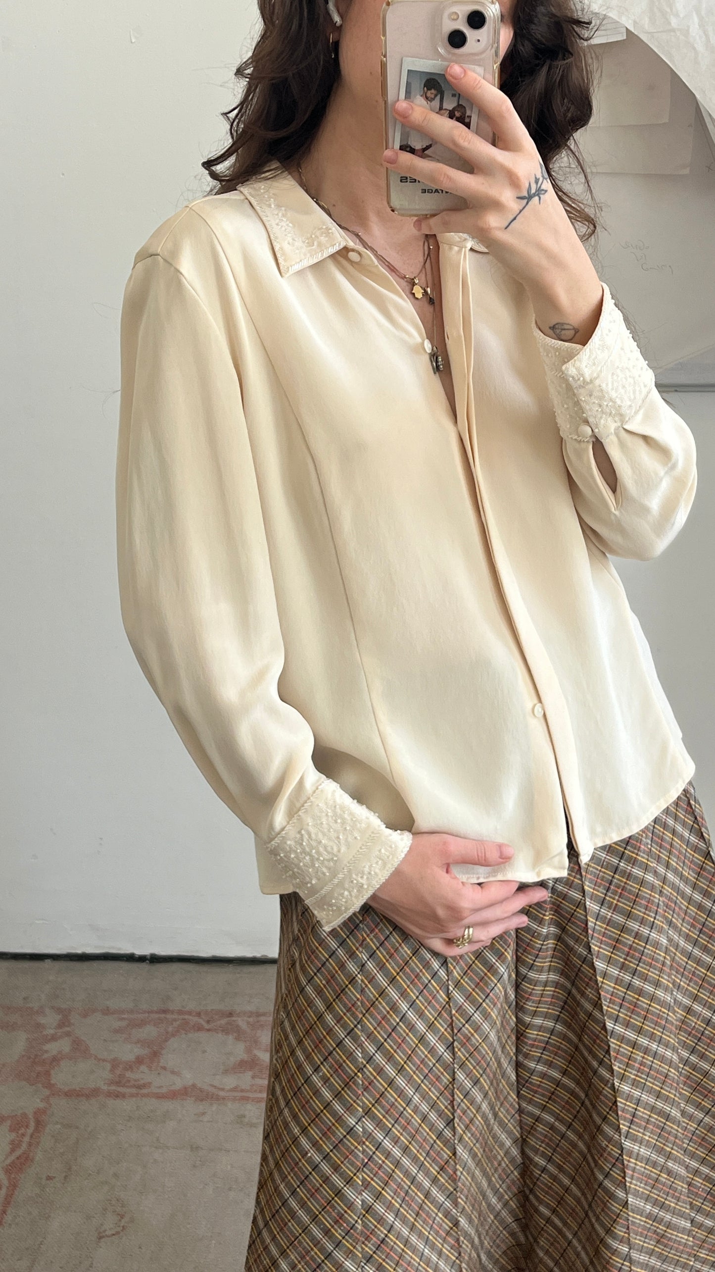 Beaded Embroidered Silk Blouse
