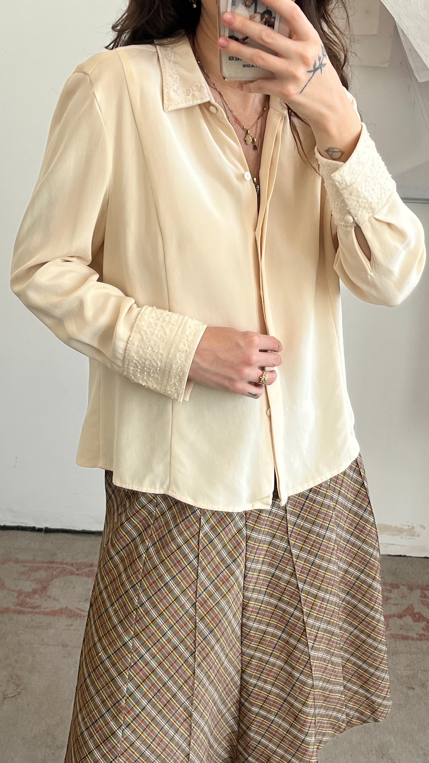 Beaded Embroidered Silk Blouse