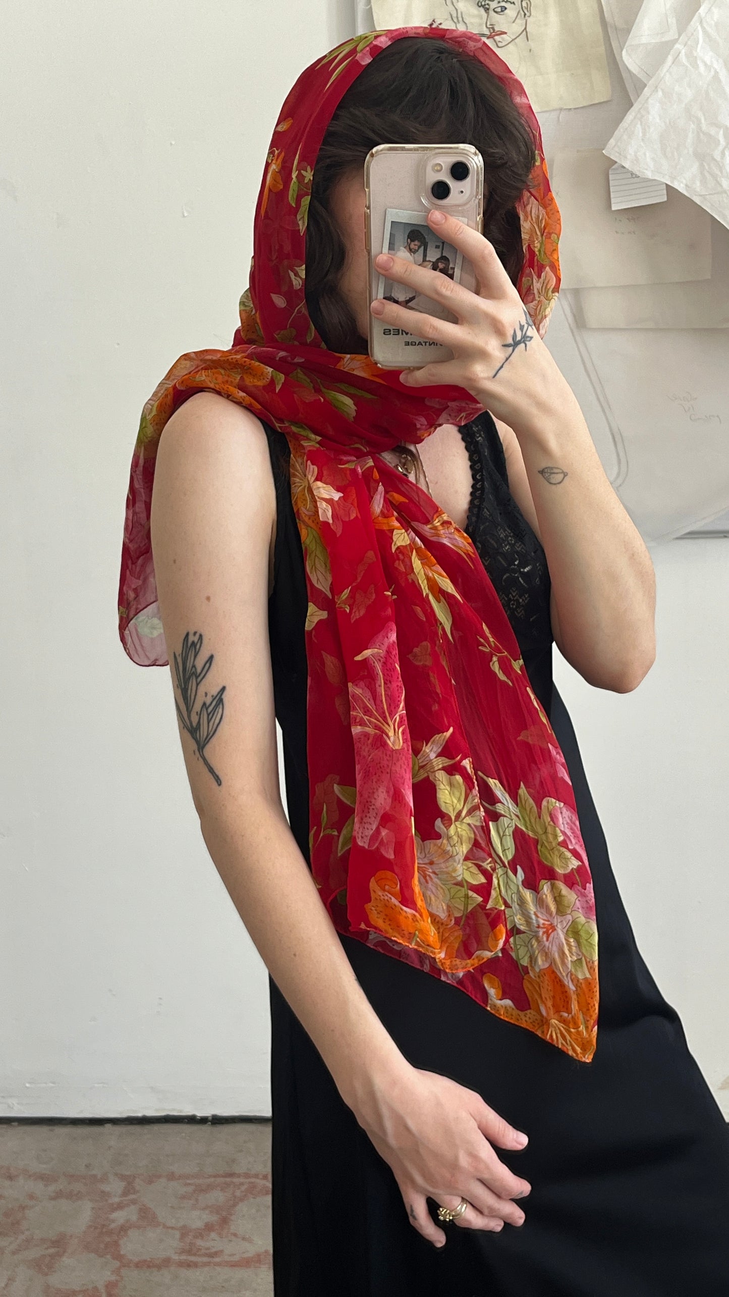 Floral Chiffon Scarf