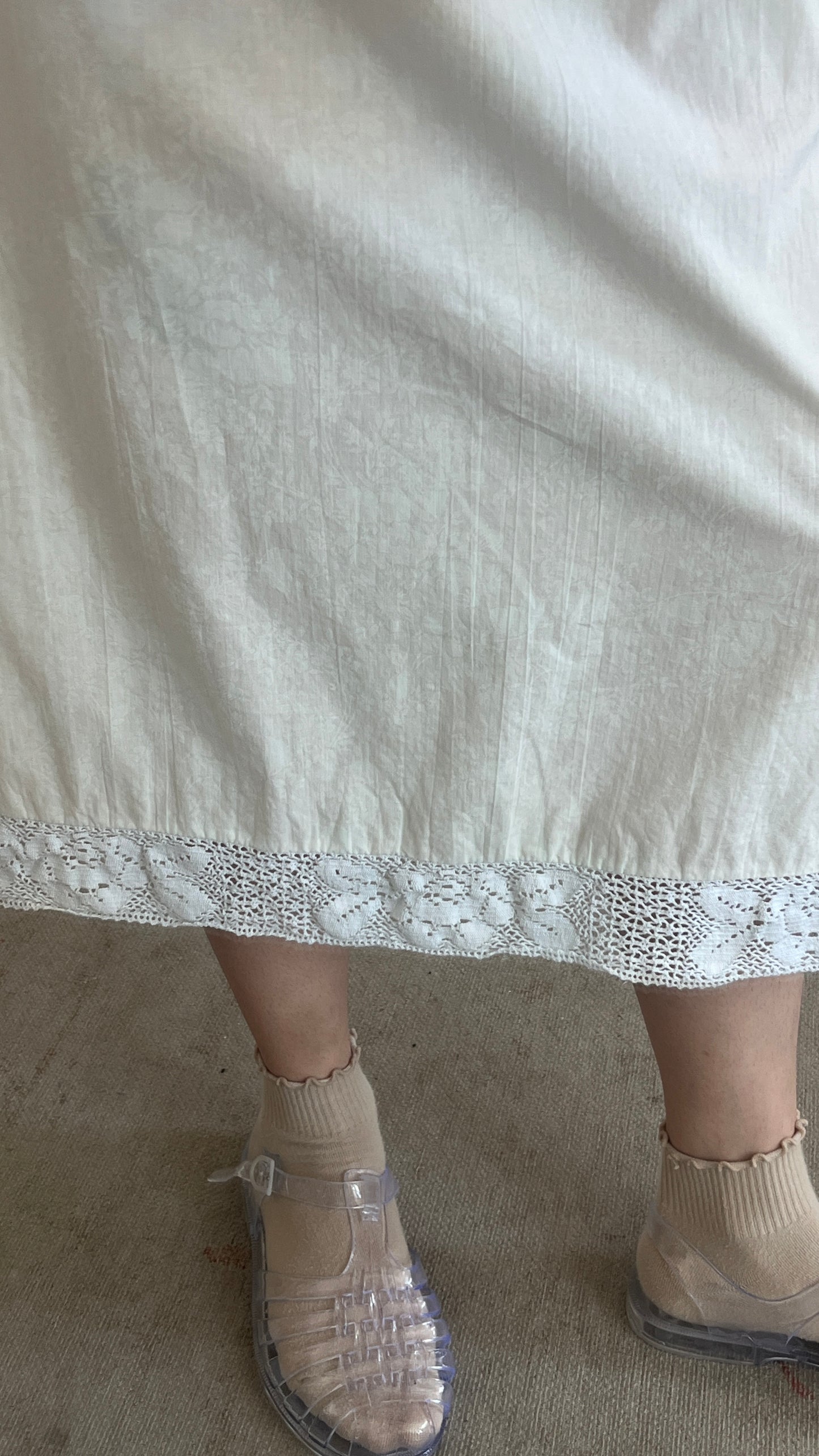 Handmade Midi Cotton Skirt with Crochet Hem