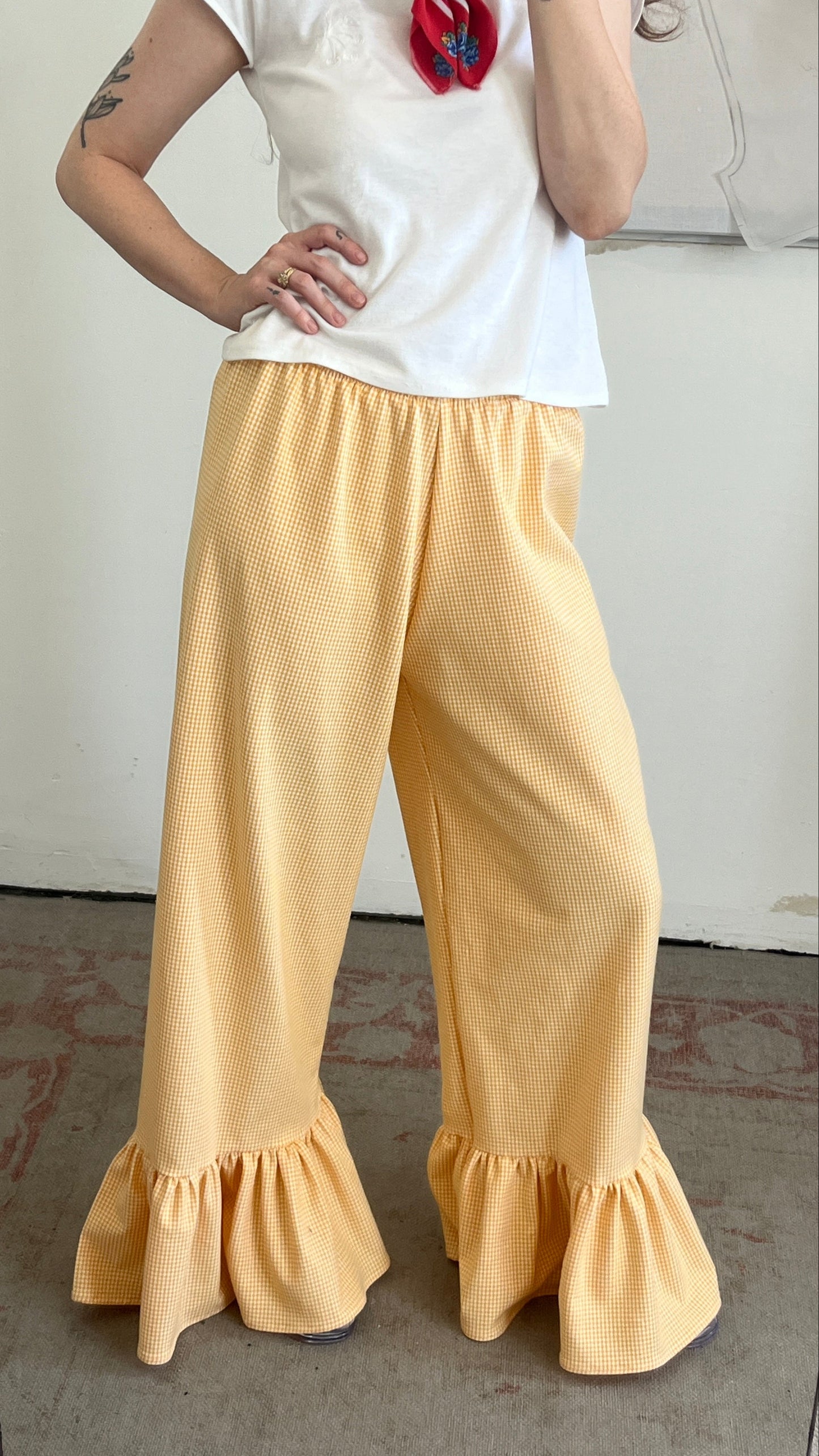 Handmade Checkered Ruffle Pants