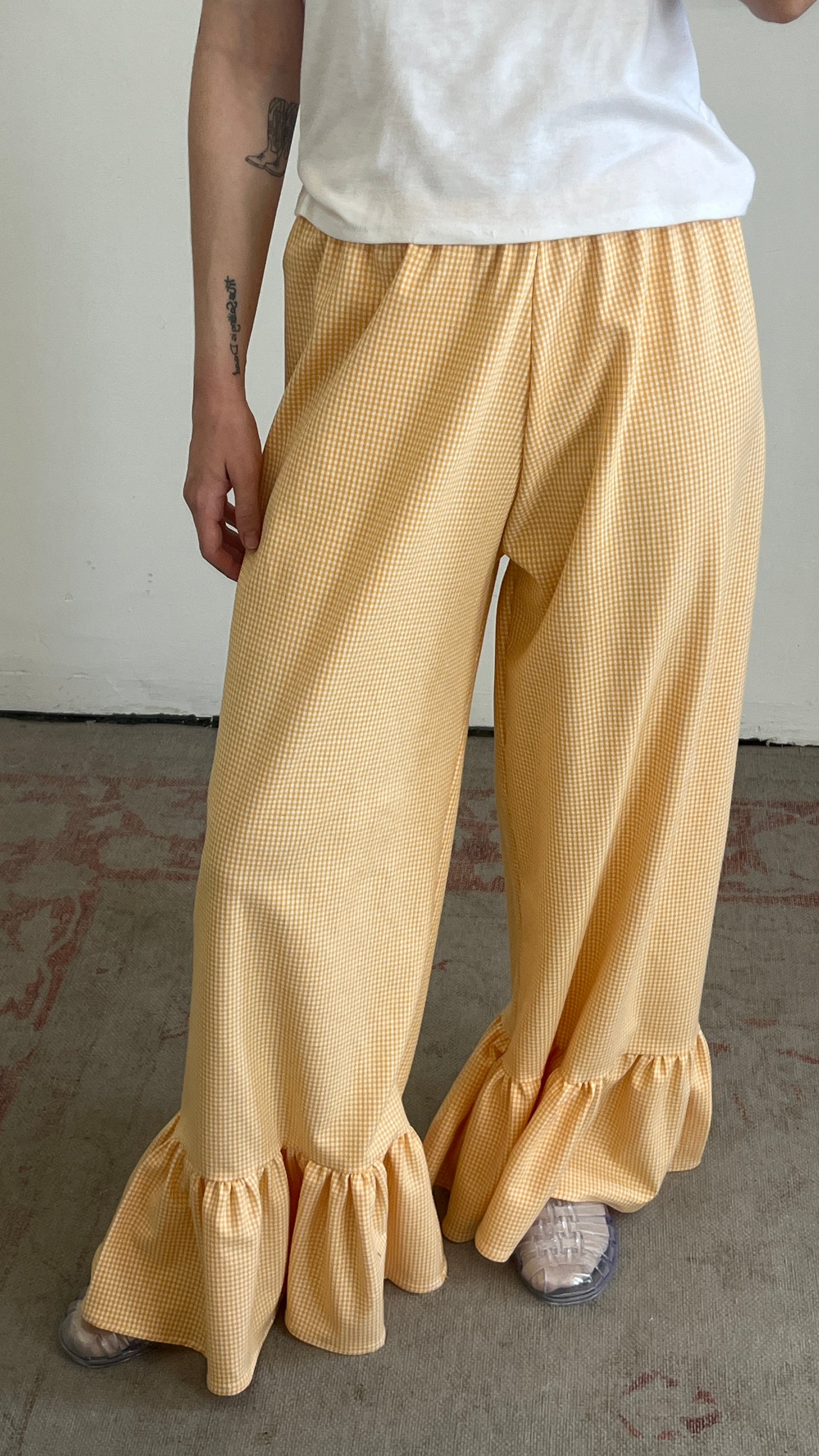 Handmade Checkered Ruffle Pants