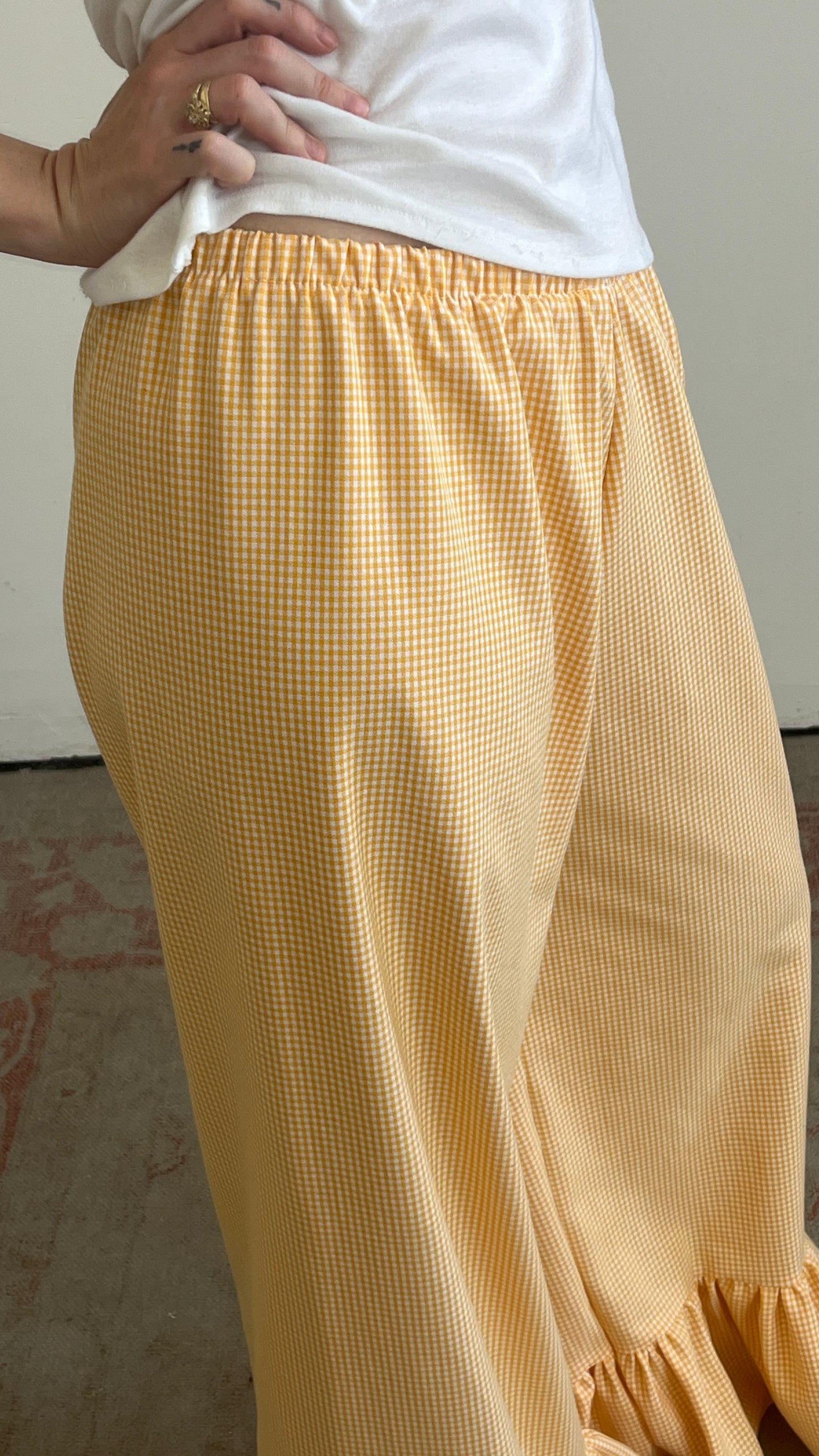 Handmade Checkered Ruffle Pants