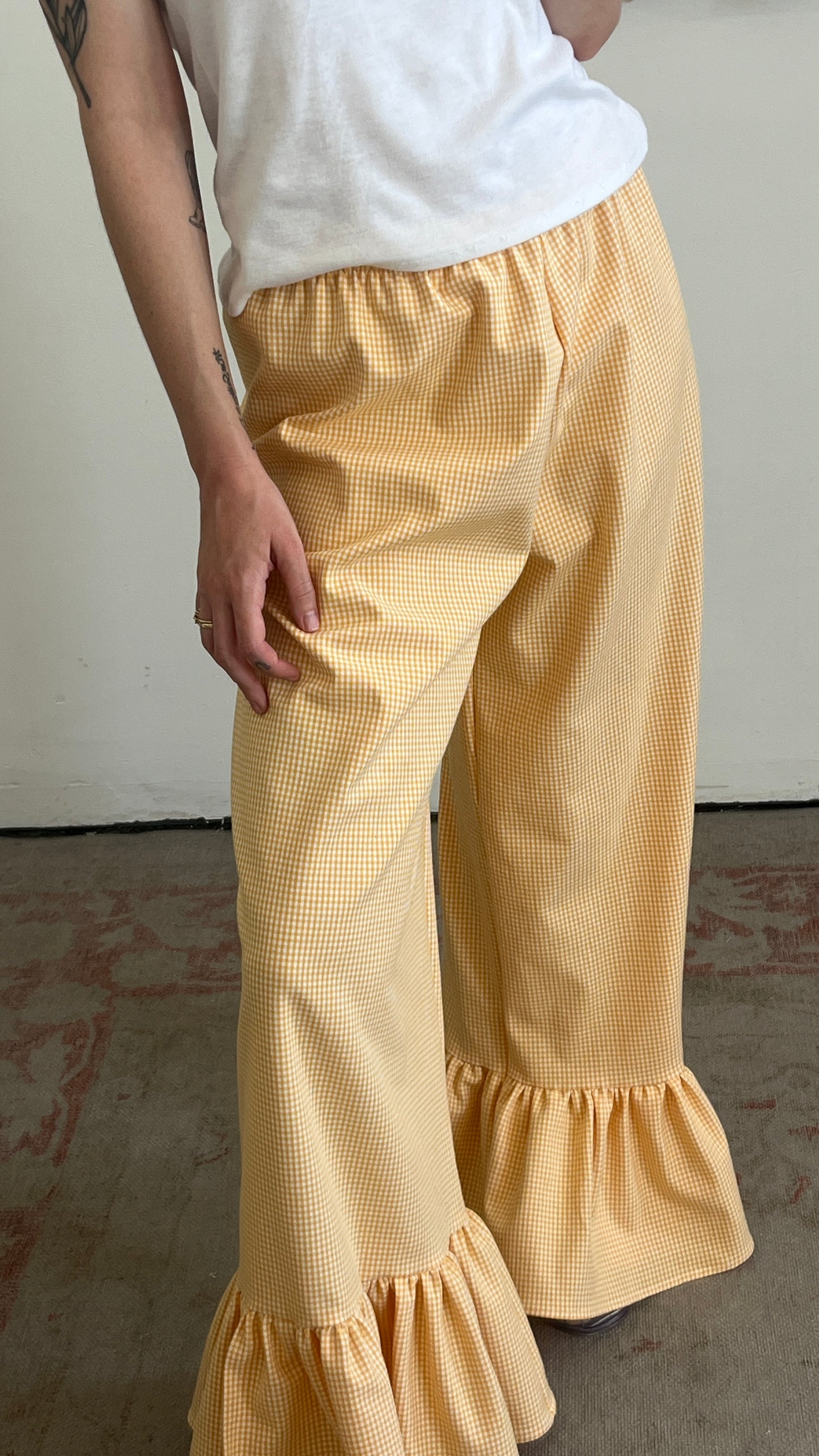 Handmade Checkered Ruffle Pants