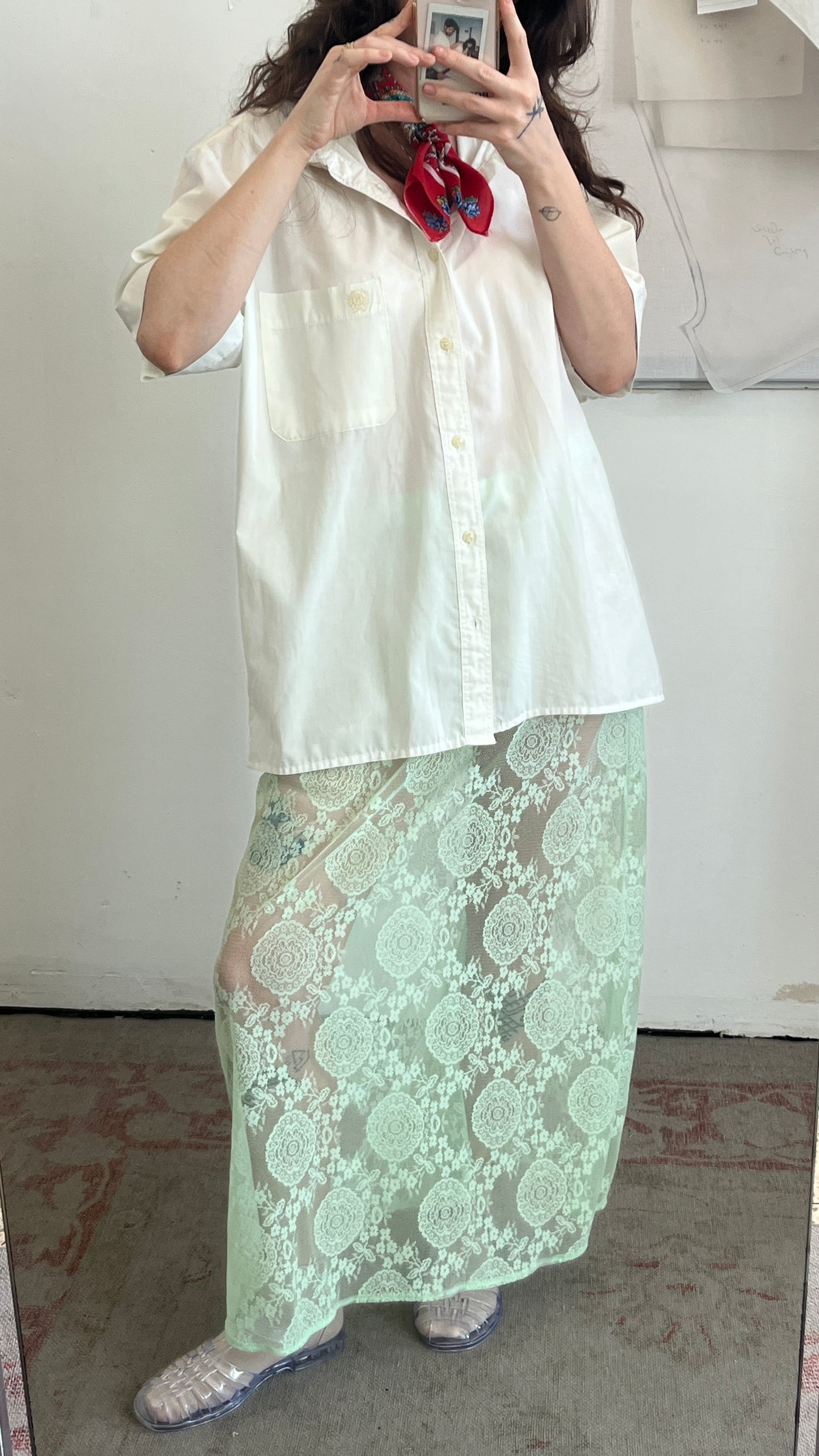 Handmade Green Lace Maxi Skirt