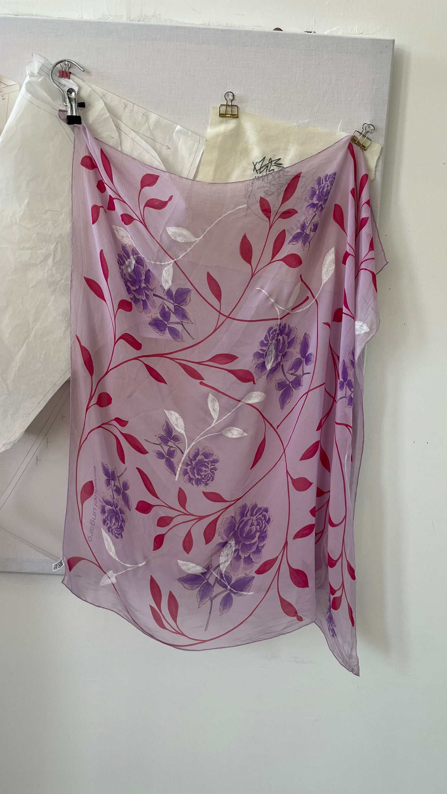 Purple Silk Chiffon Scarf by Emanuel Ungaro