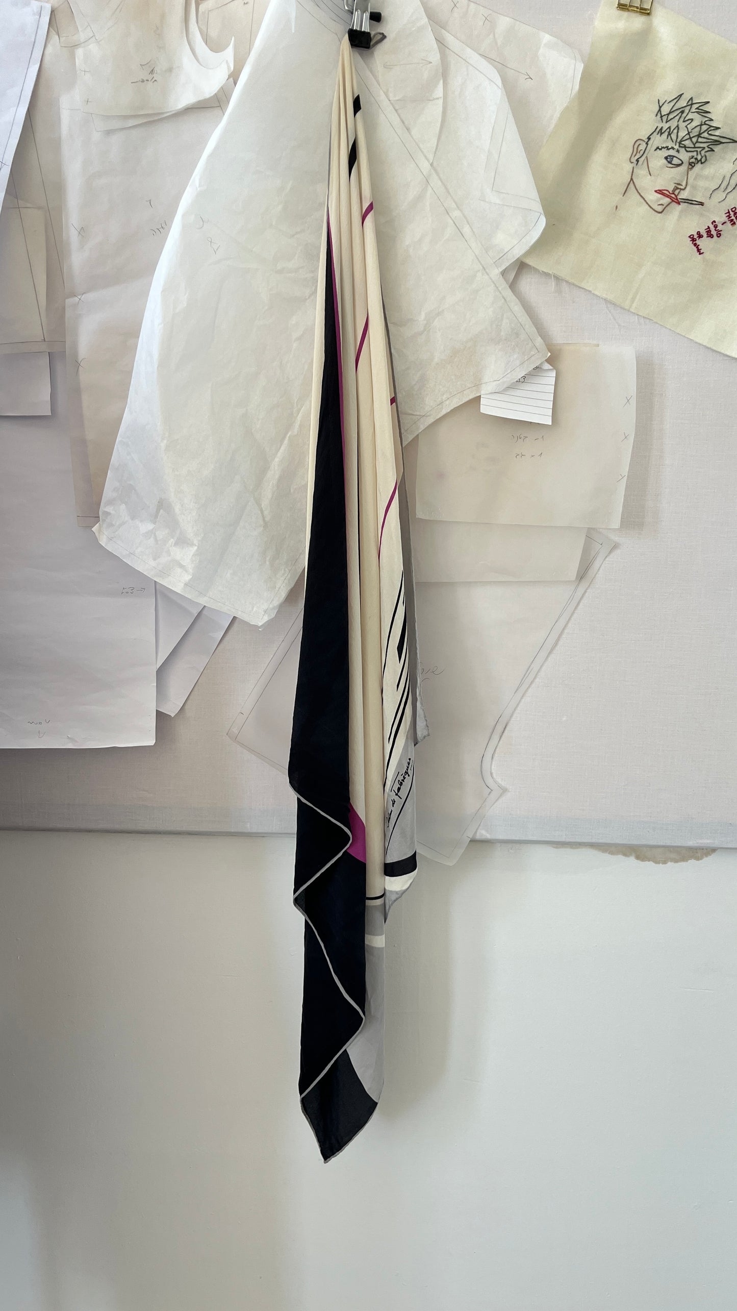 White-Grey Silk Scarf