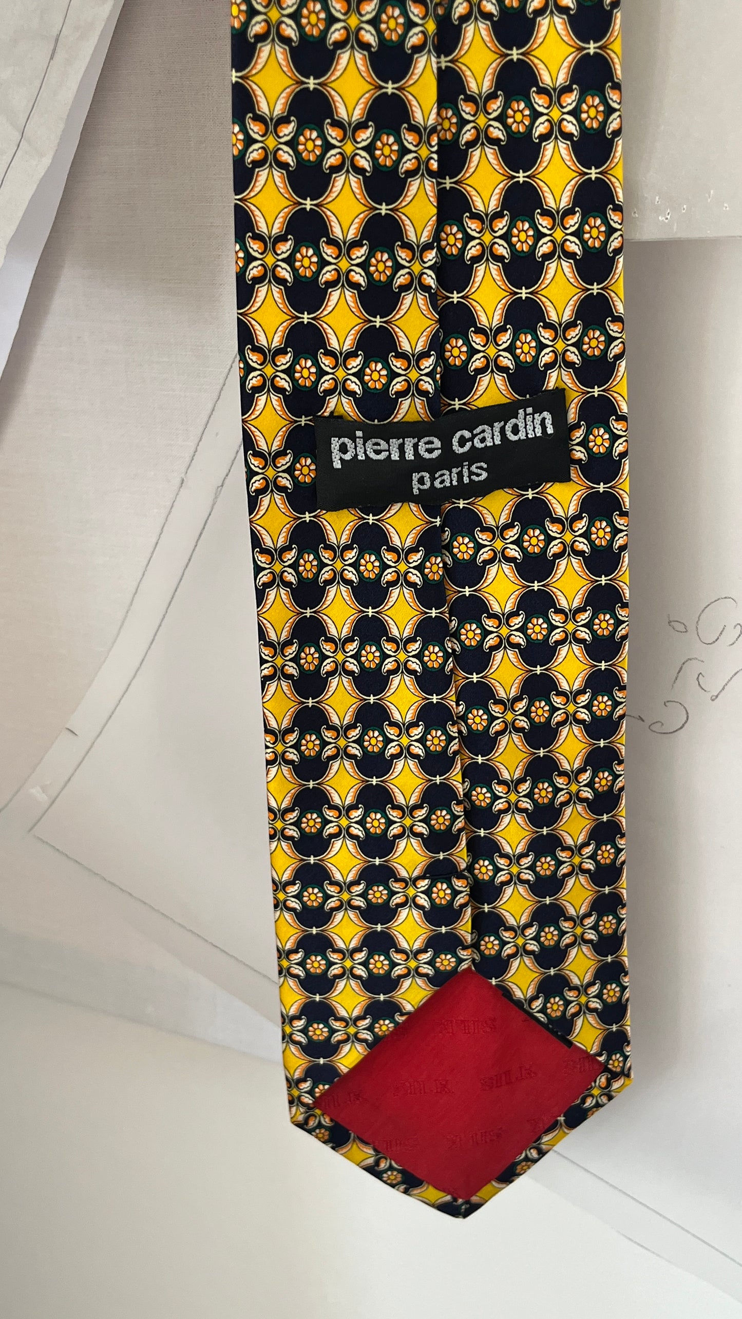Yellow Silk Tie by Pierre Cardin