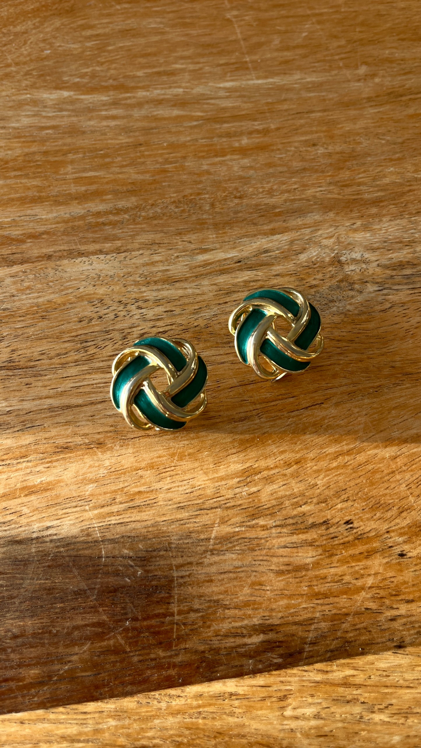 Green and Gold Spiral Stud Earrings