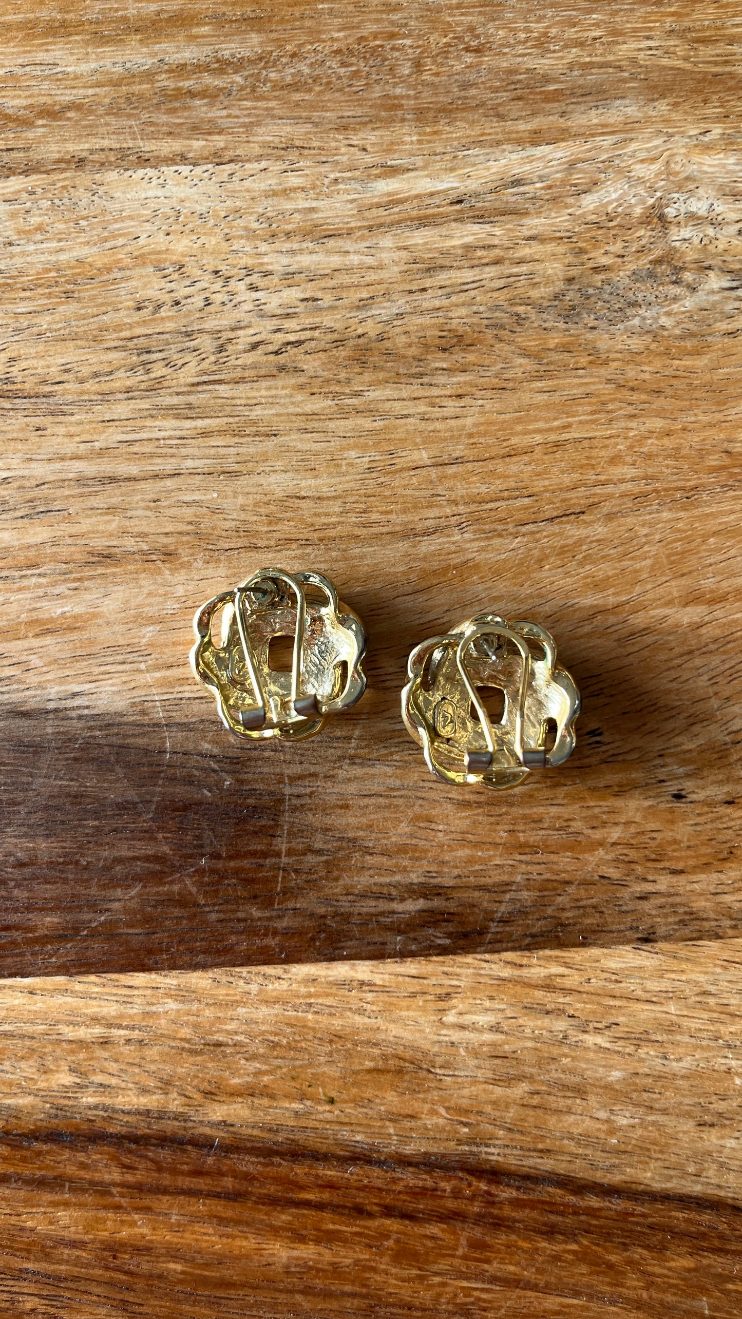 Green and Gold Spiral Stud Earrings