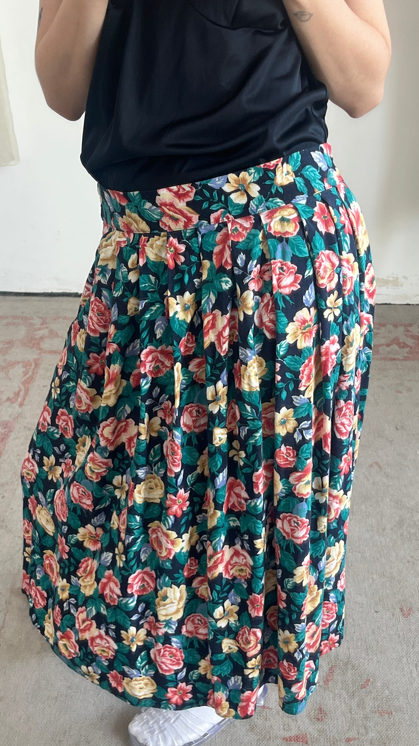 Pleated Floral Skirt