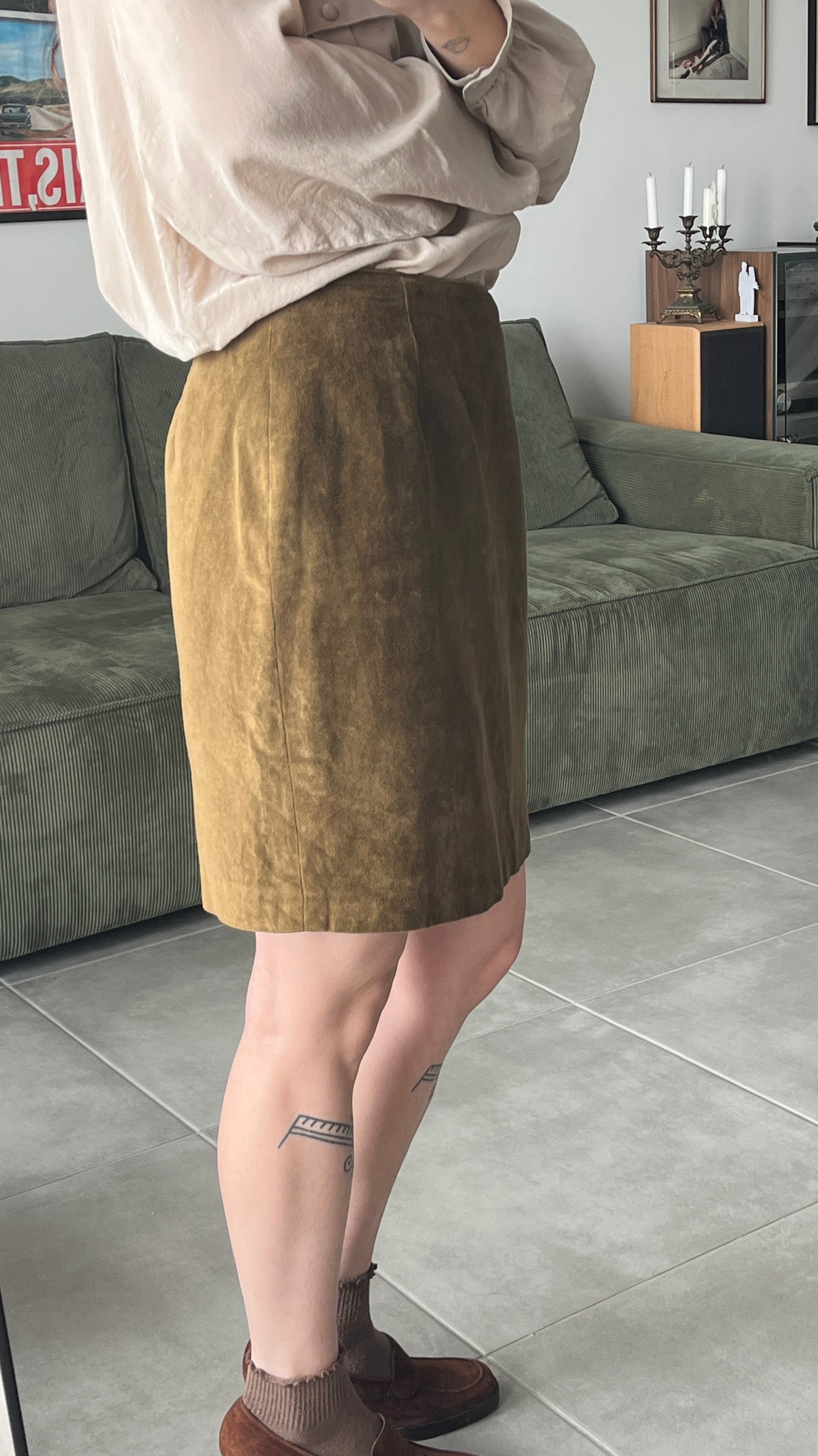 Brown Velvet Mini Skirt