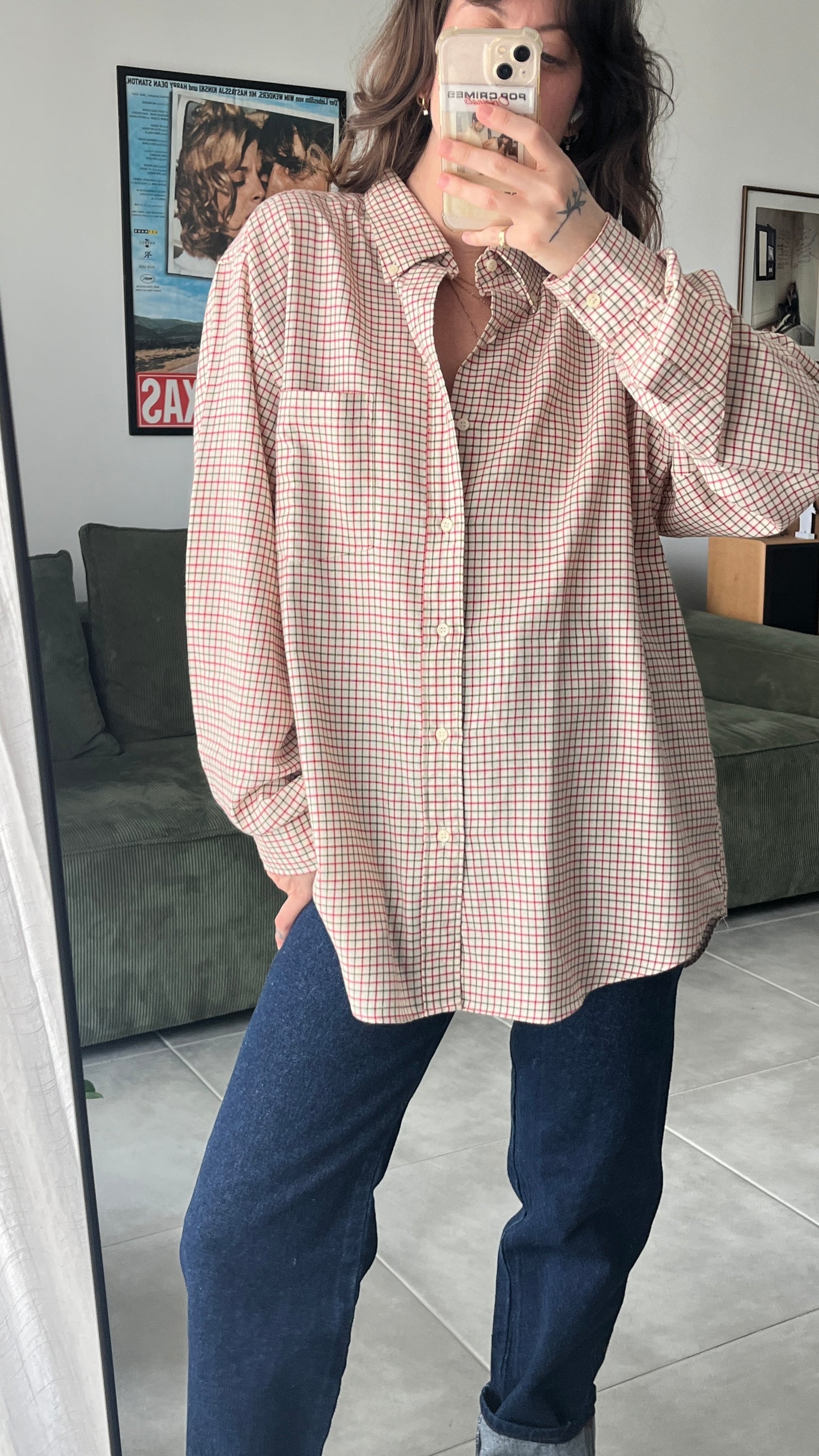 Green and Red Plaid Button-Down