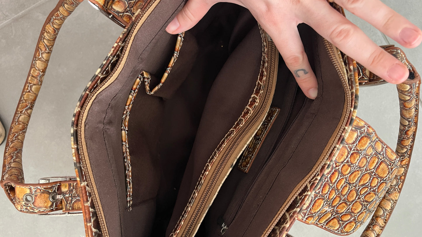Faux Snake Leather Shoulder Bag
