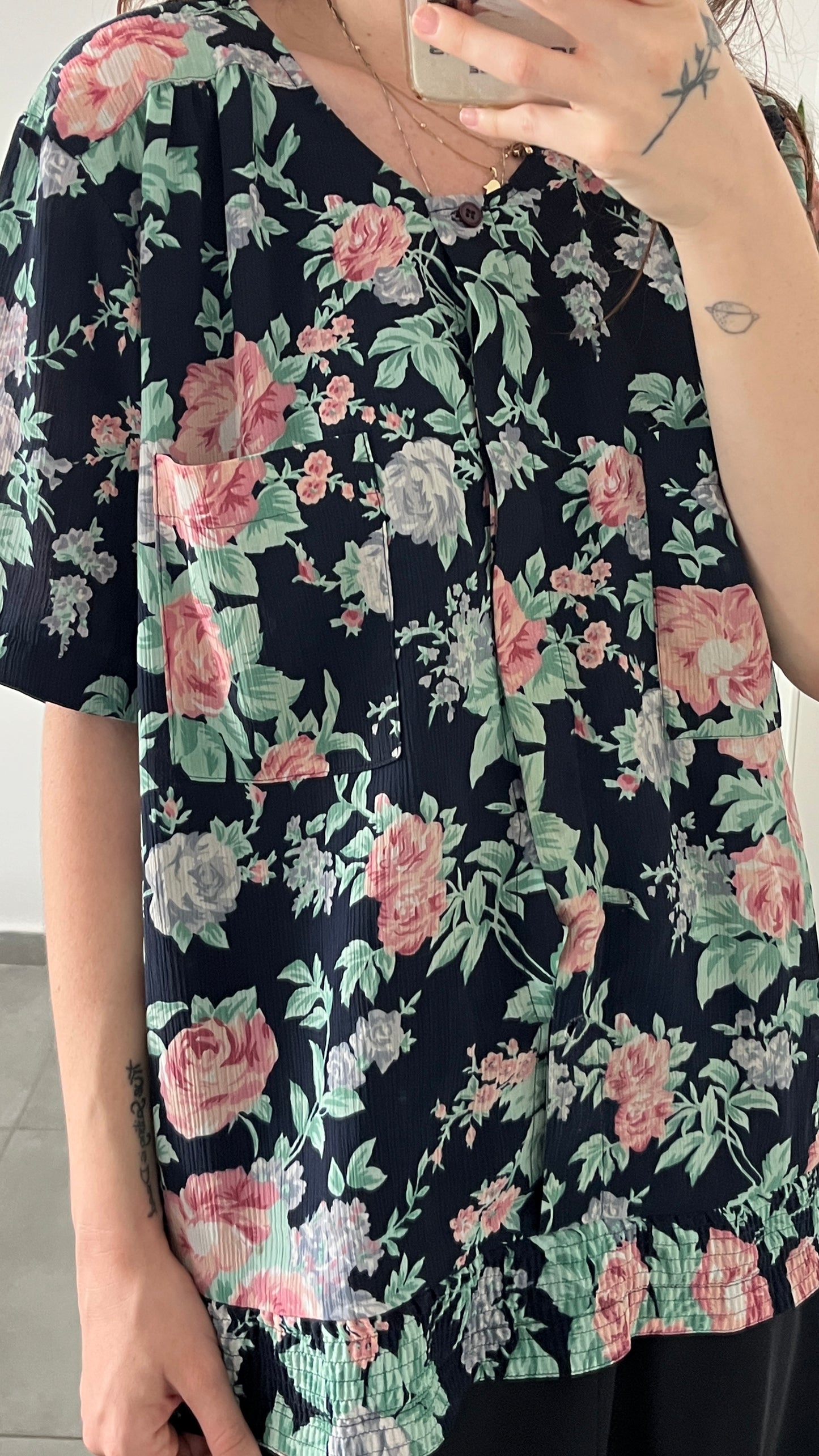 80s Floral Blouse