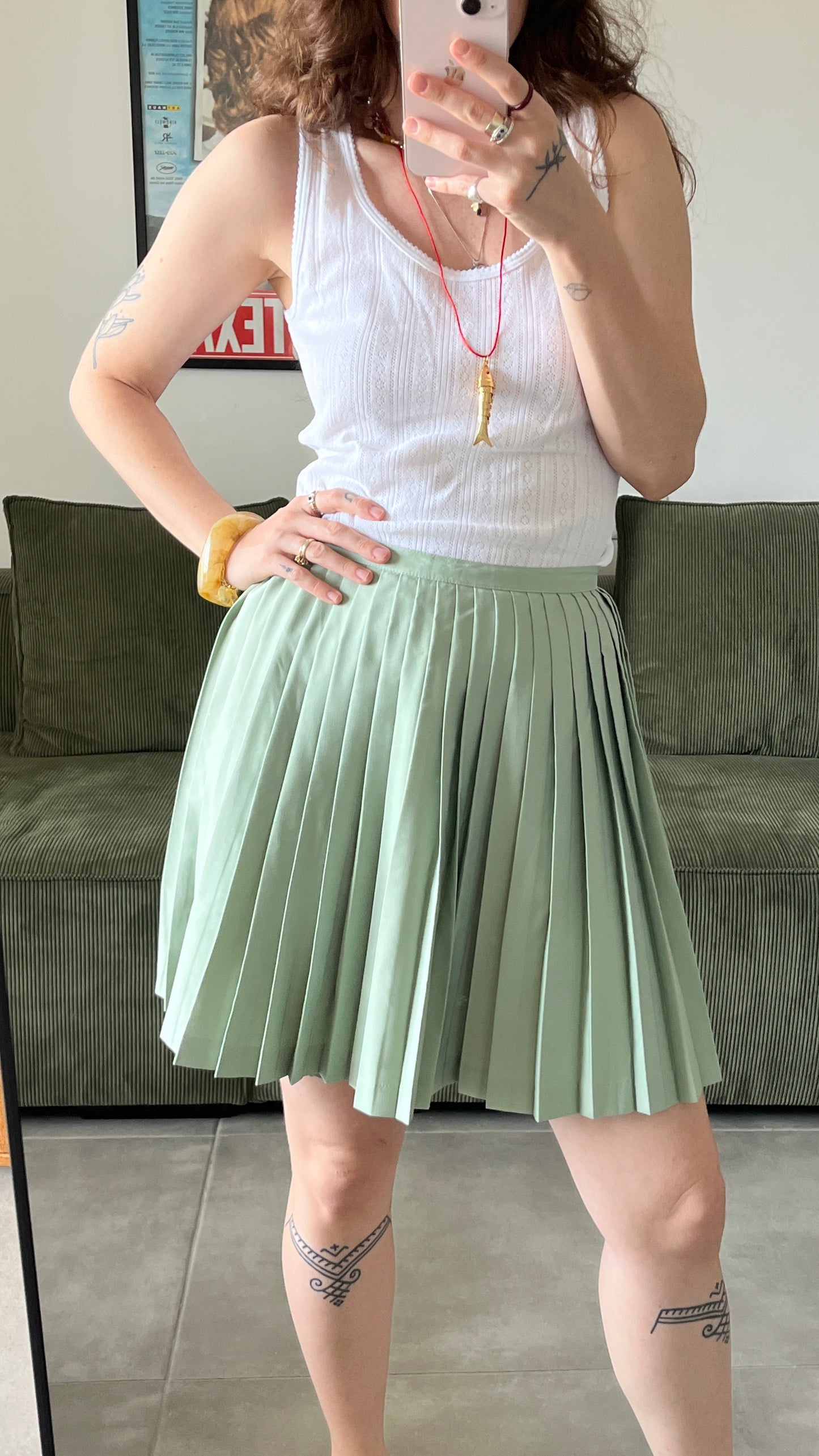 Mint Pleated Skirt by Benetton