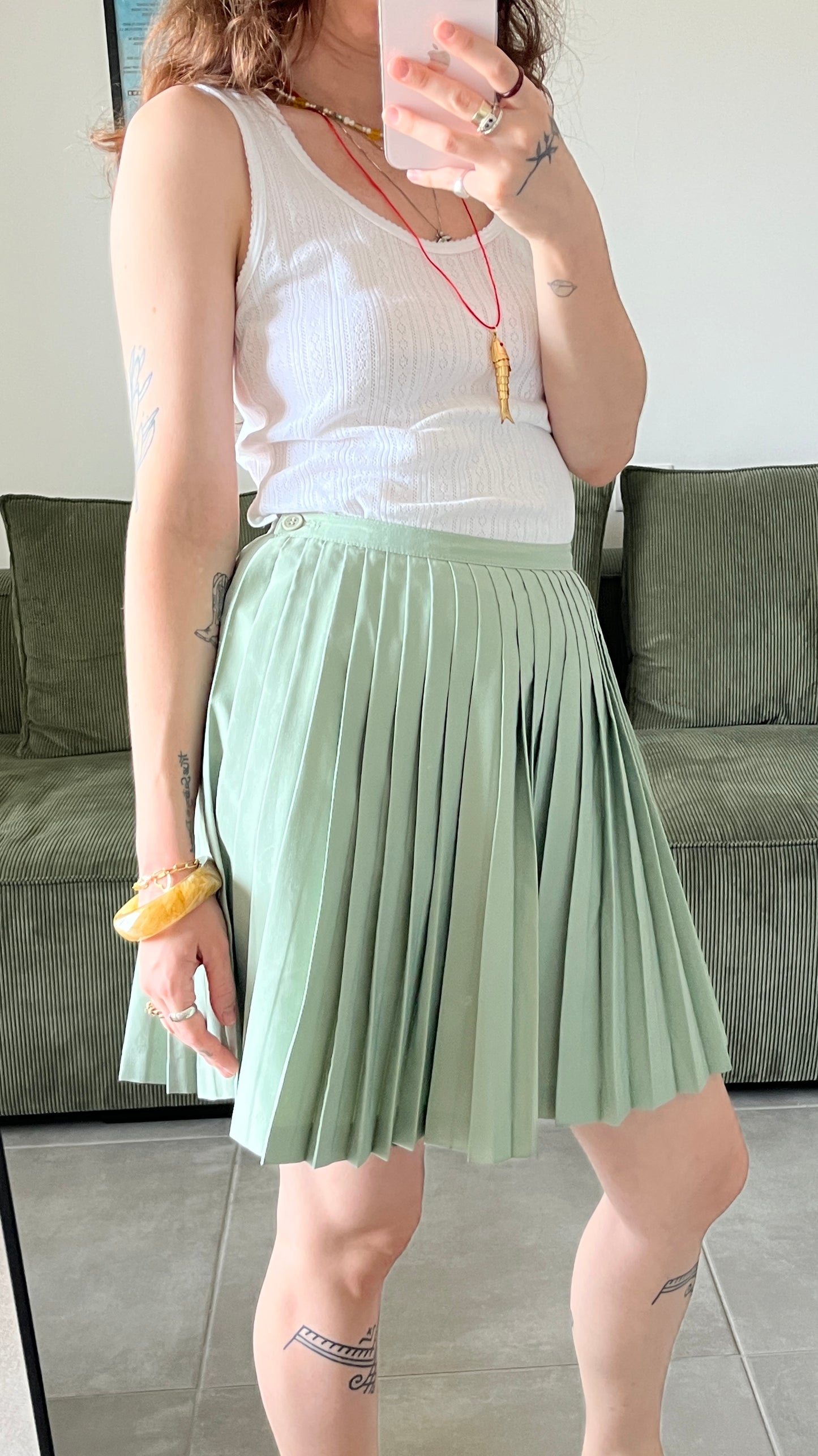 Mint Pleated Skirt by Benetton