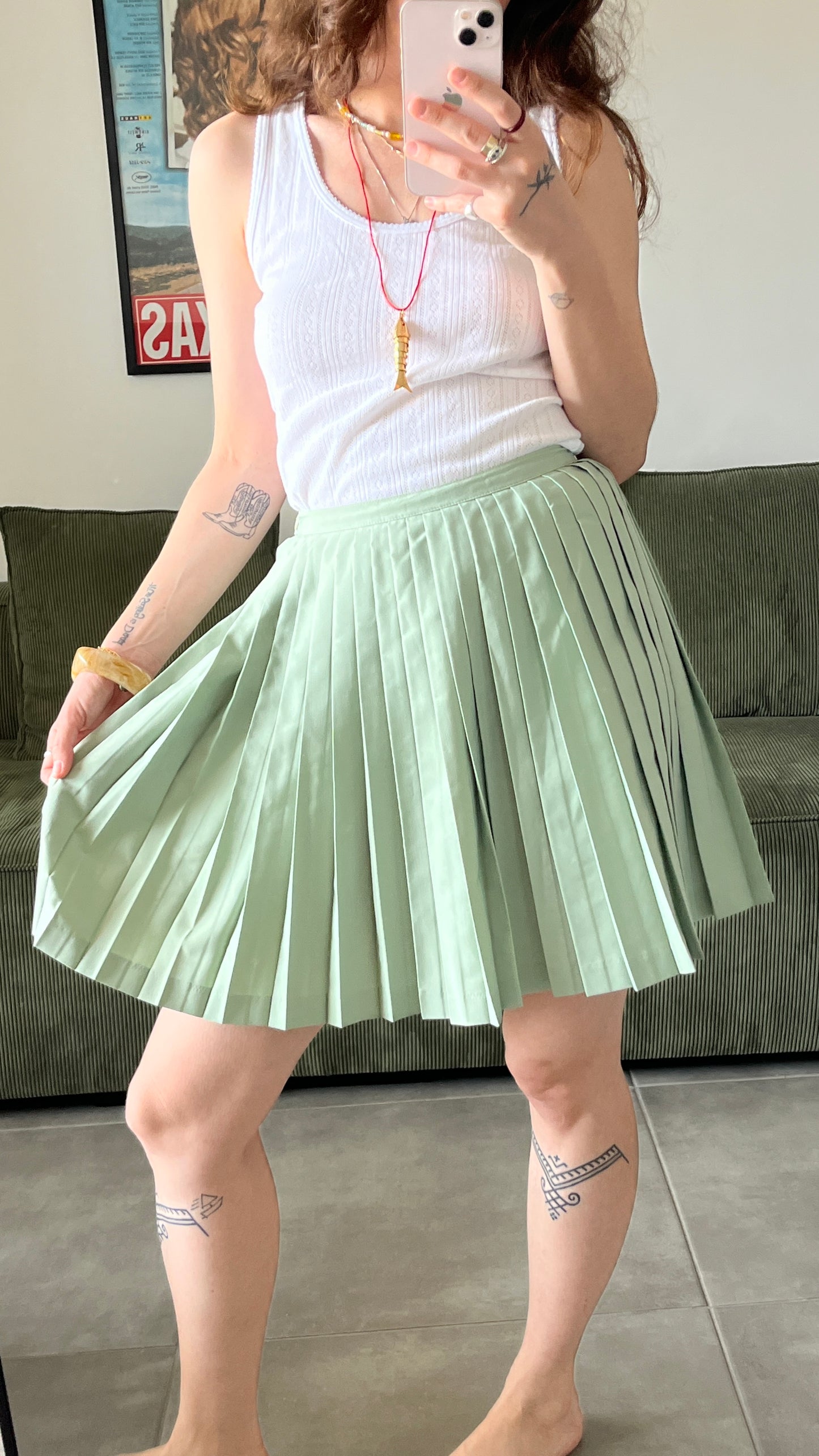 Mint Pleated Skirt by Benetton