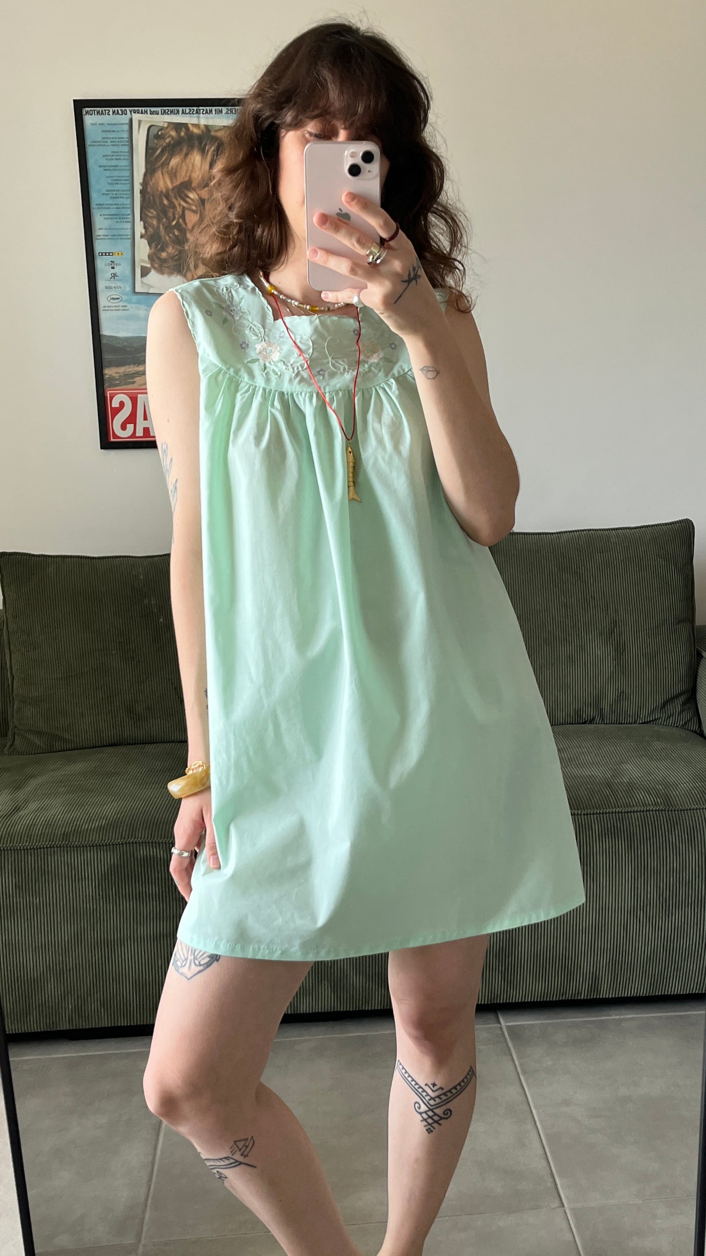 Mint Embroidered Nightgown