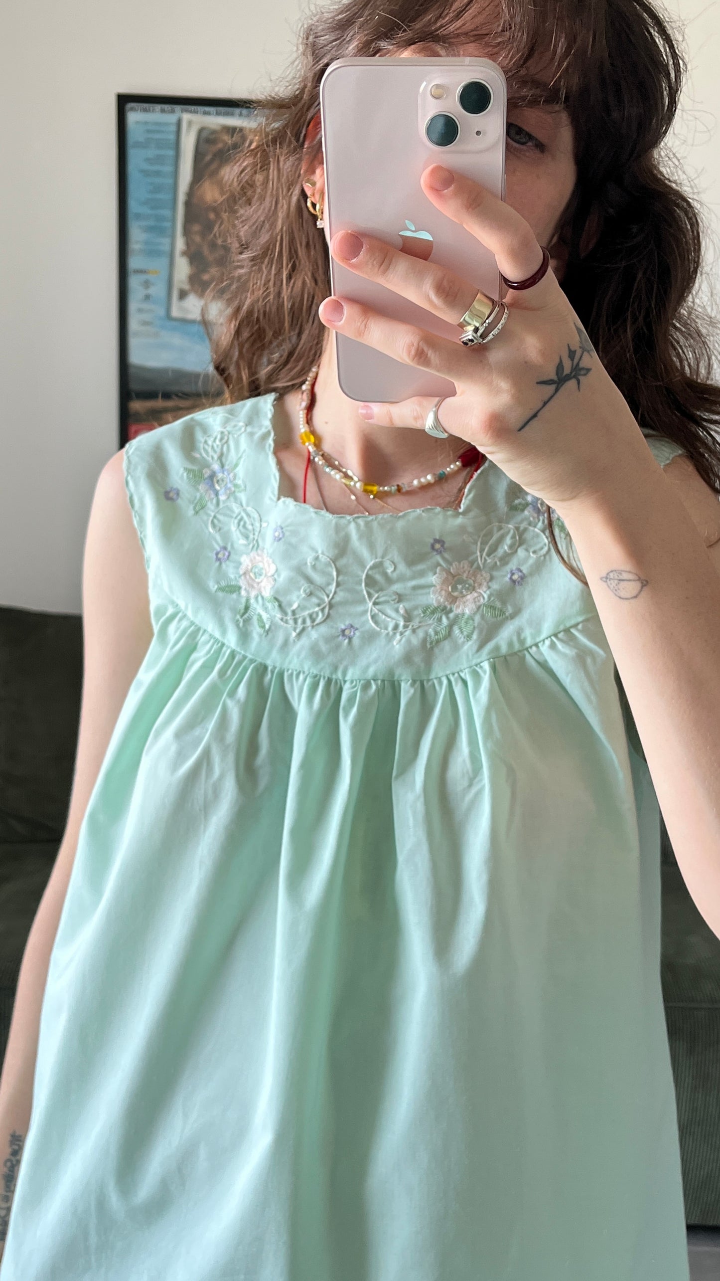 Mint Embroidered Nightgown