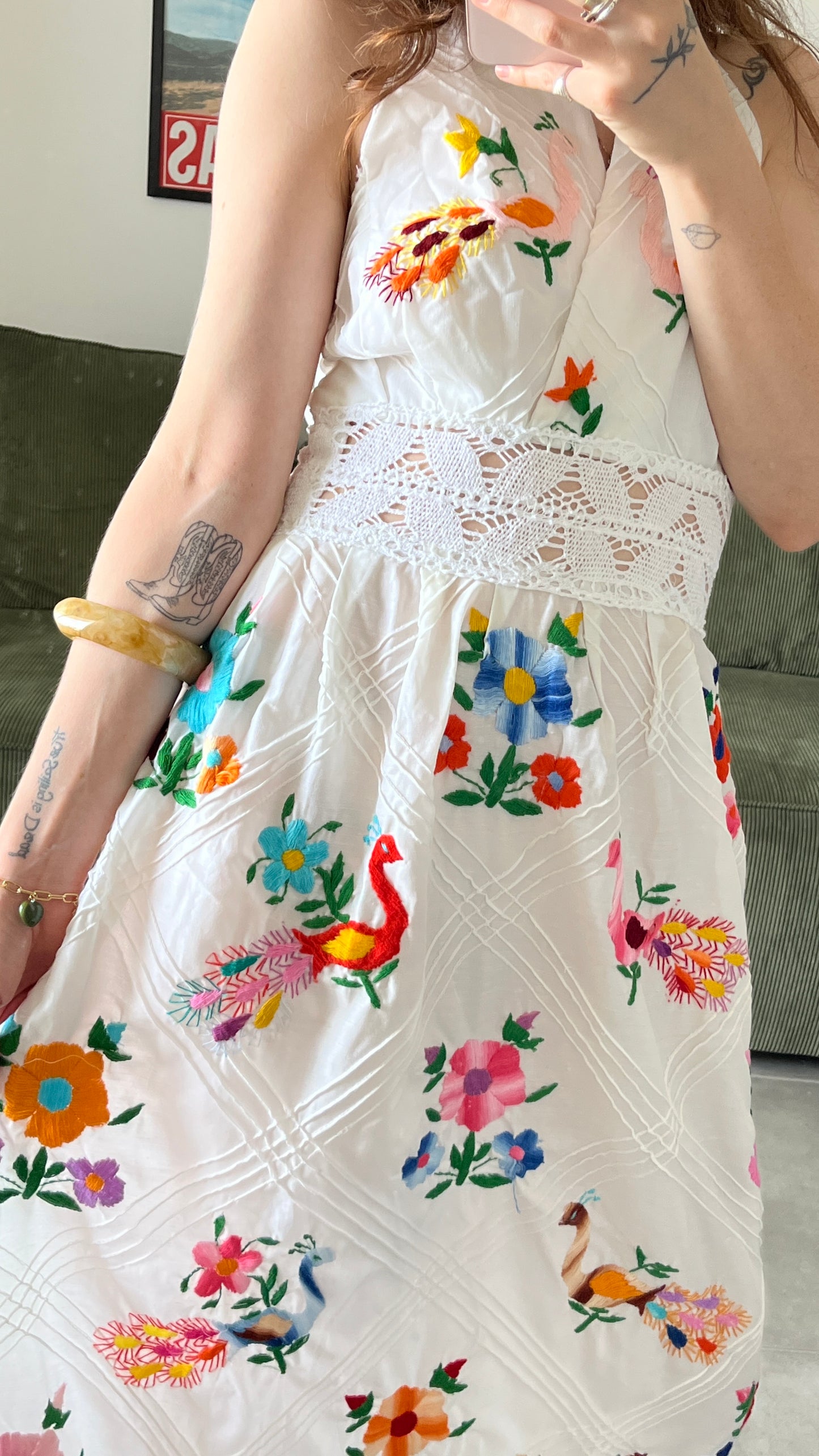 70s Mexican Embroidered Dress