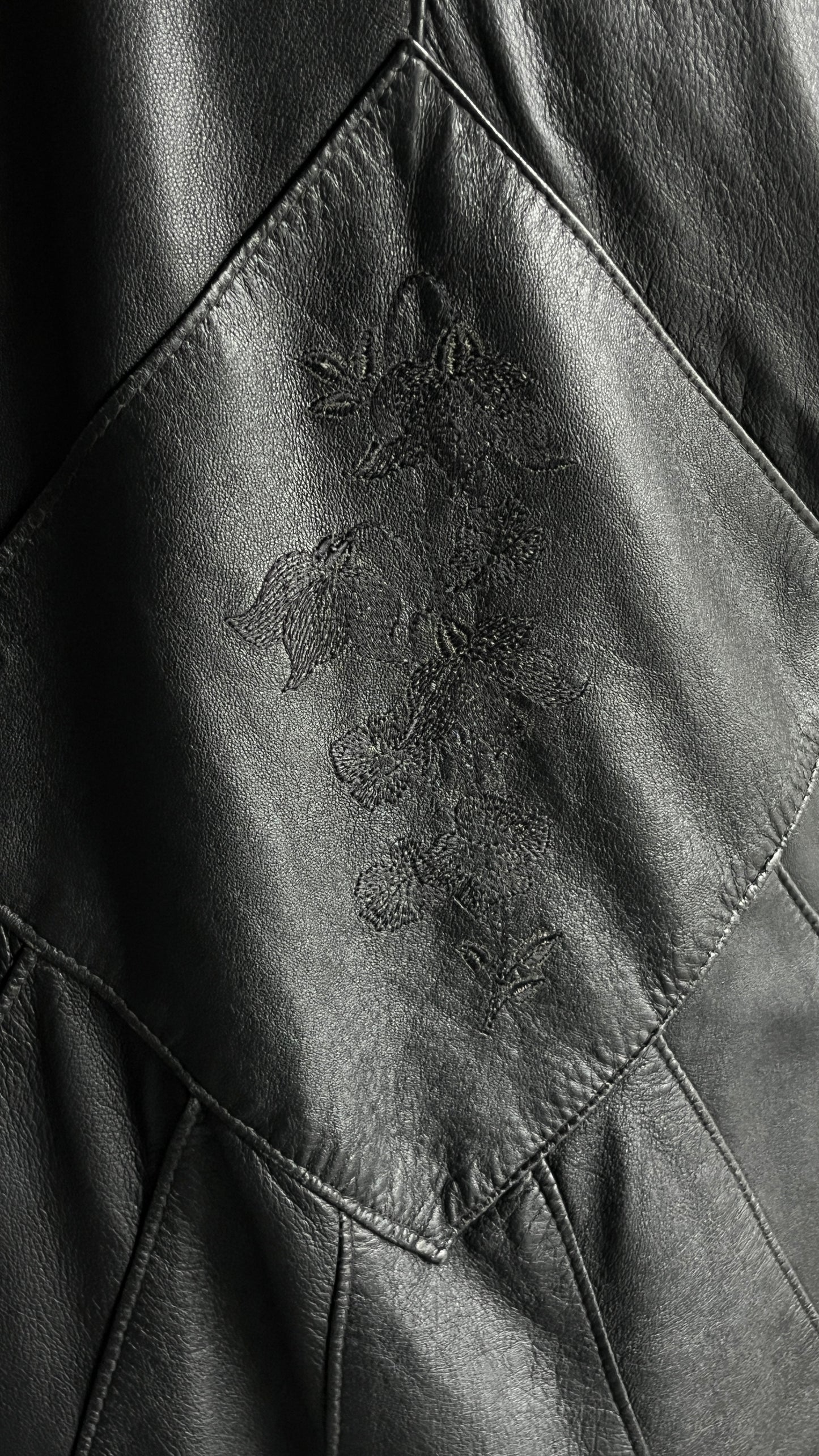 Embroidered Maxi Leather Coat - Artisan Piece