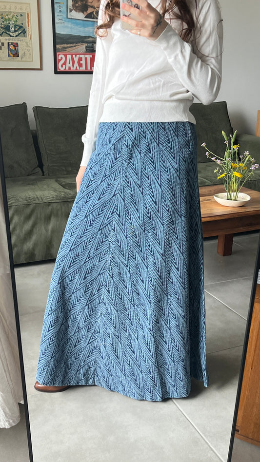 Light Blue Corduroy Maxi Skirt 70s