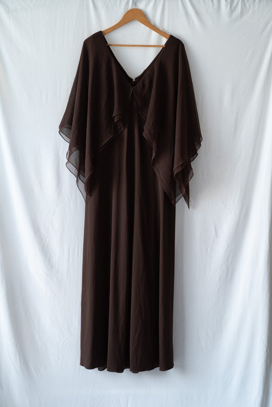 Brown Maxi Dress with Chiffon Sleeves