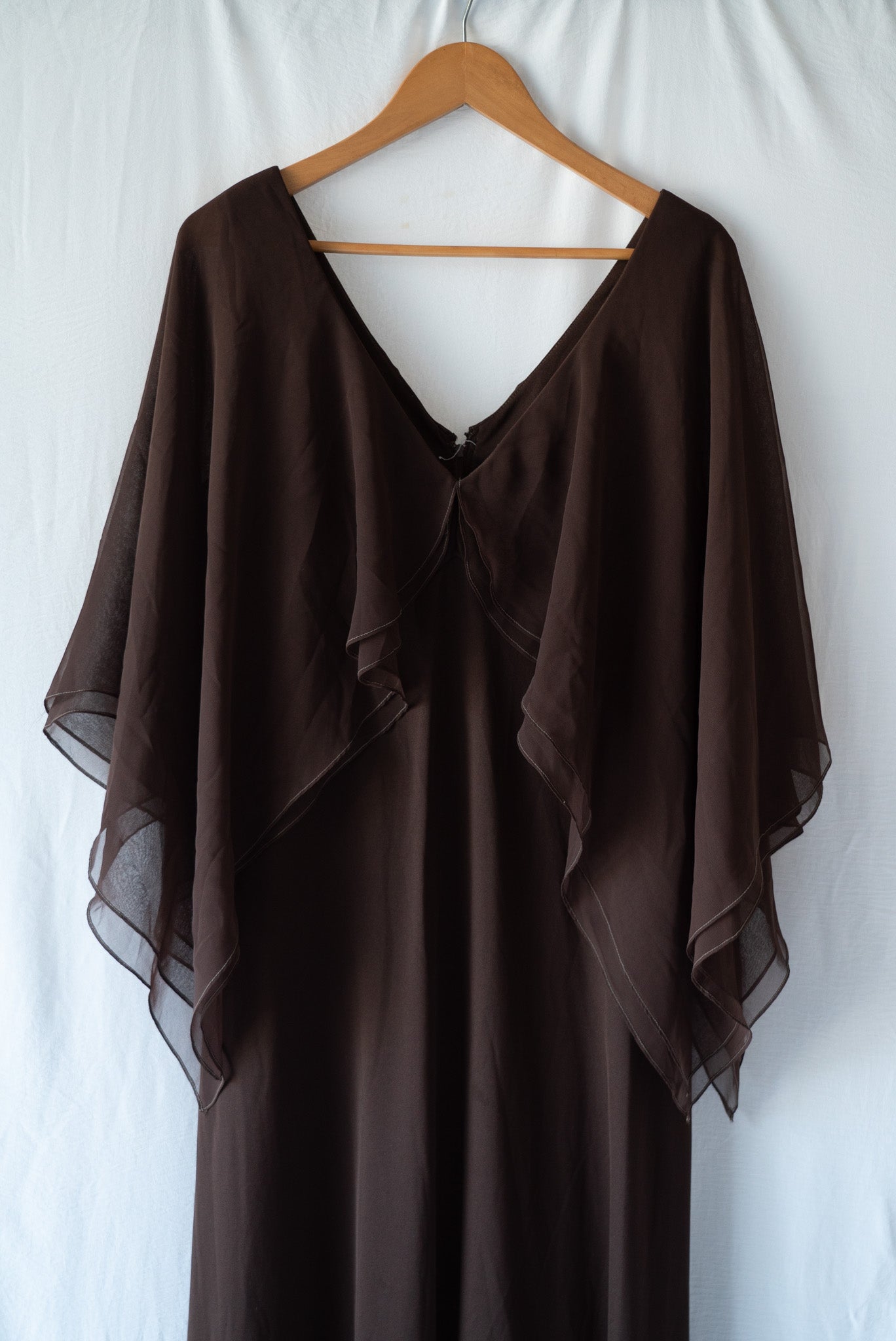 Brown Maxi Dress with Chiffon Sleeves