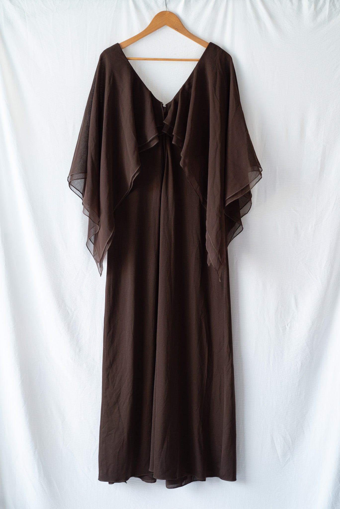 Brown Maxi Dress with Chiffon Sleeves