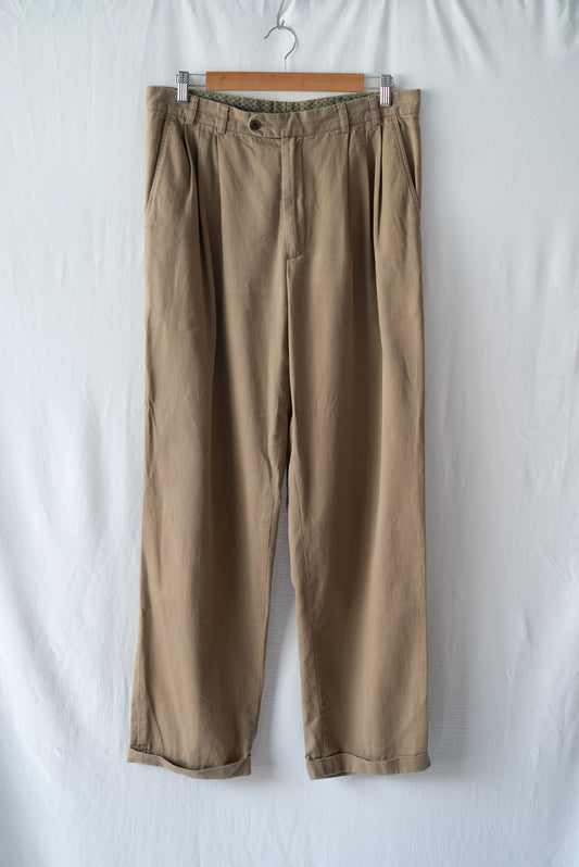 Tailored Pleated Brown Pants