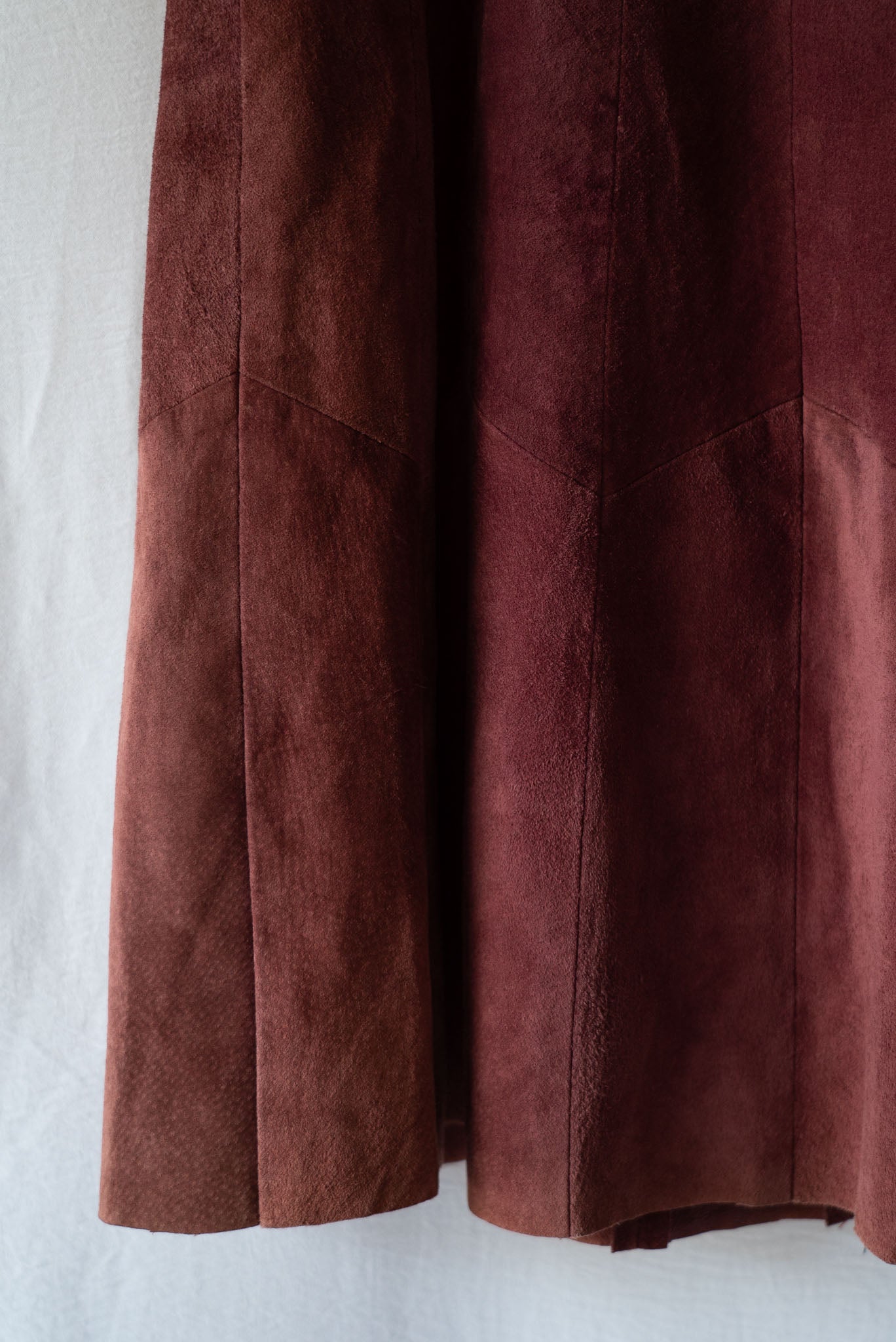 Burgundy Suede Patchwork Skirt