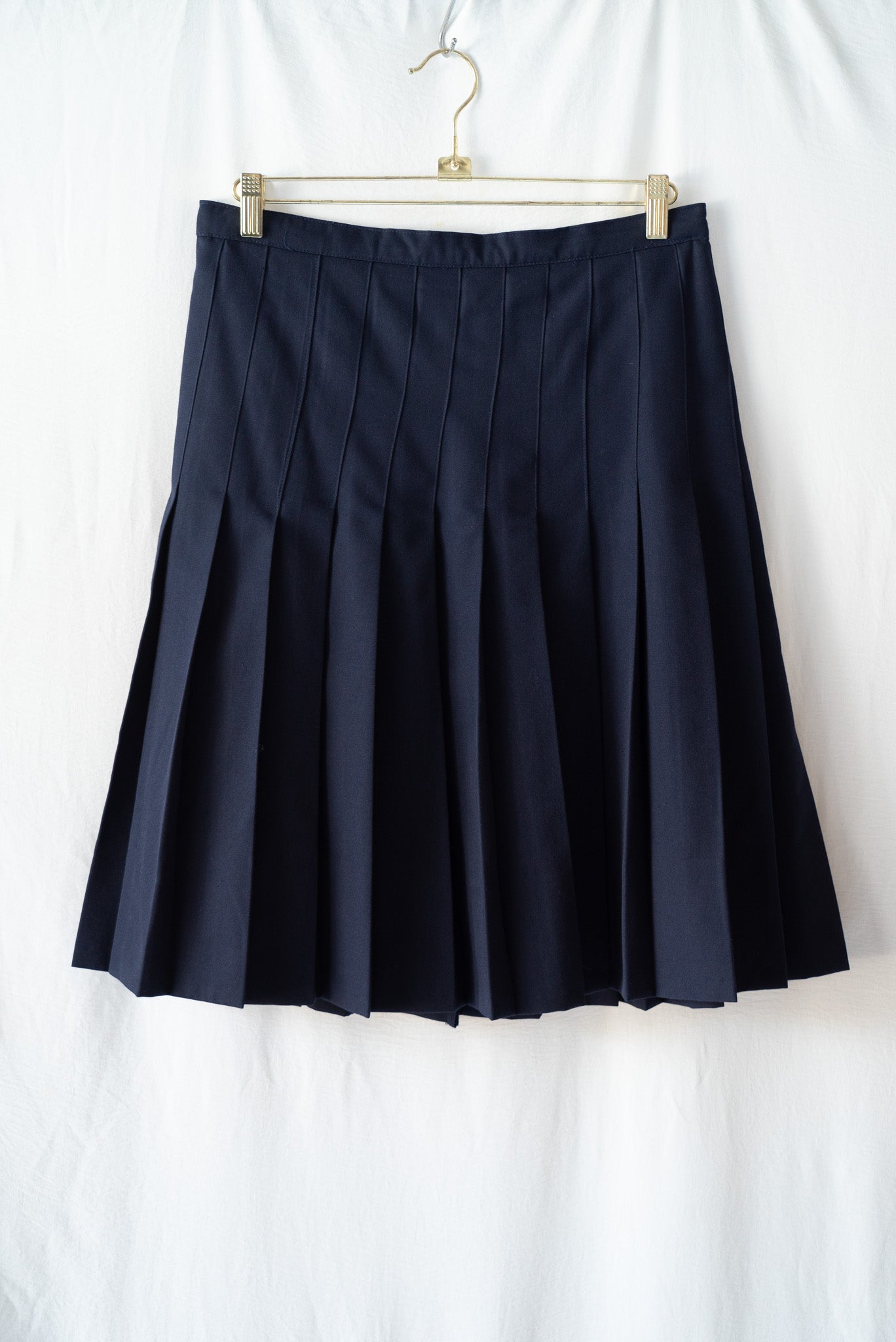 Navy Pleated Drill Skirt