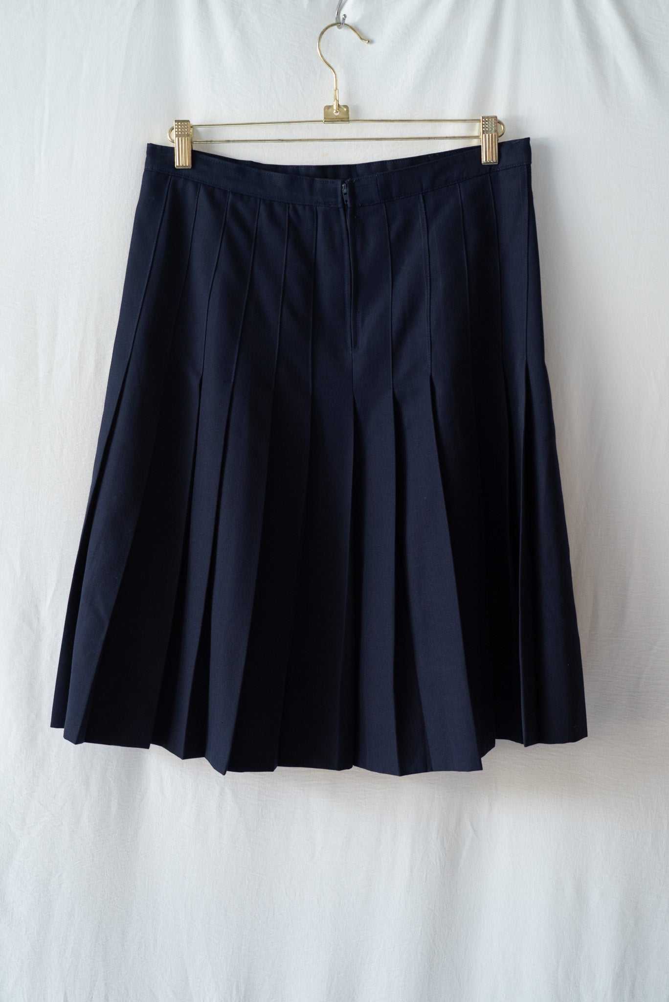 Navy Pleated Drill Skirt