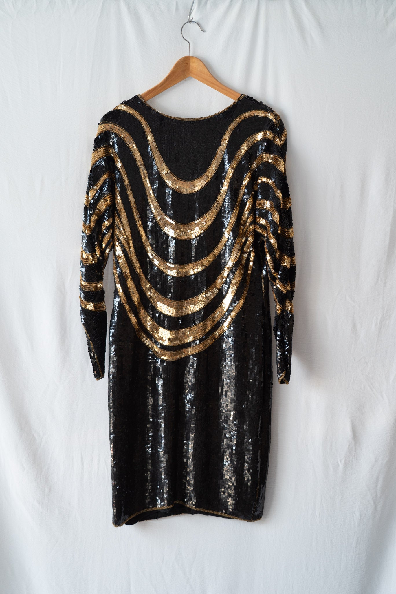 Black and Gold Sequined Dress