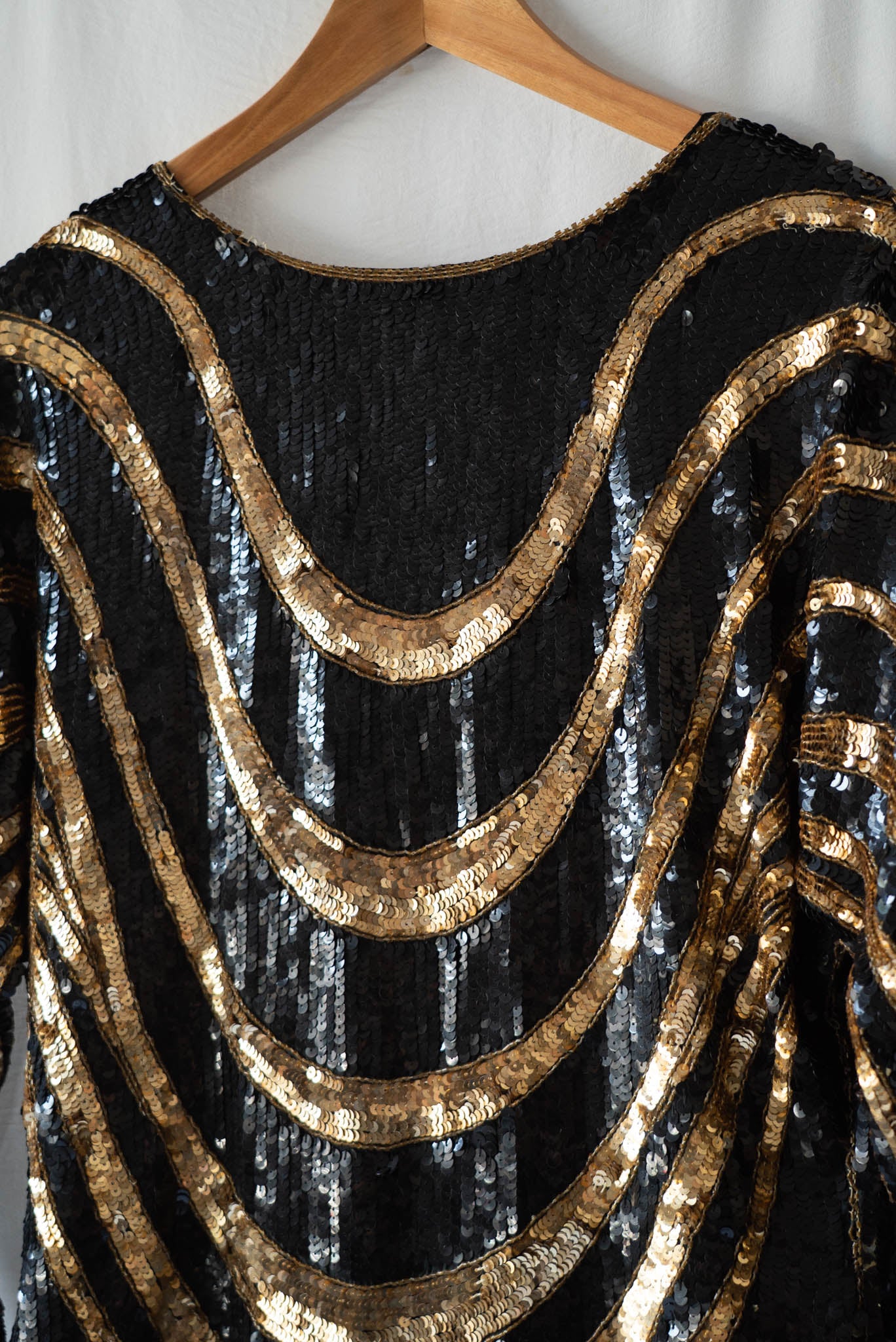 Black and Gold Sequined Dress