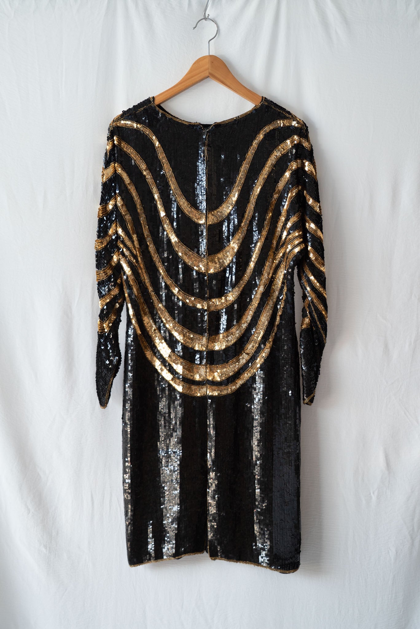 Black and Gold Sequined Dress