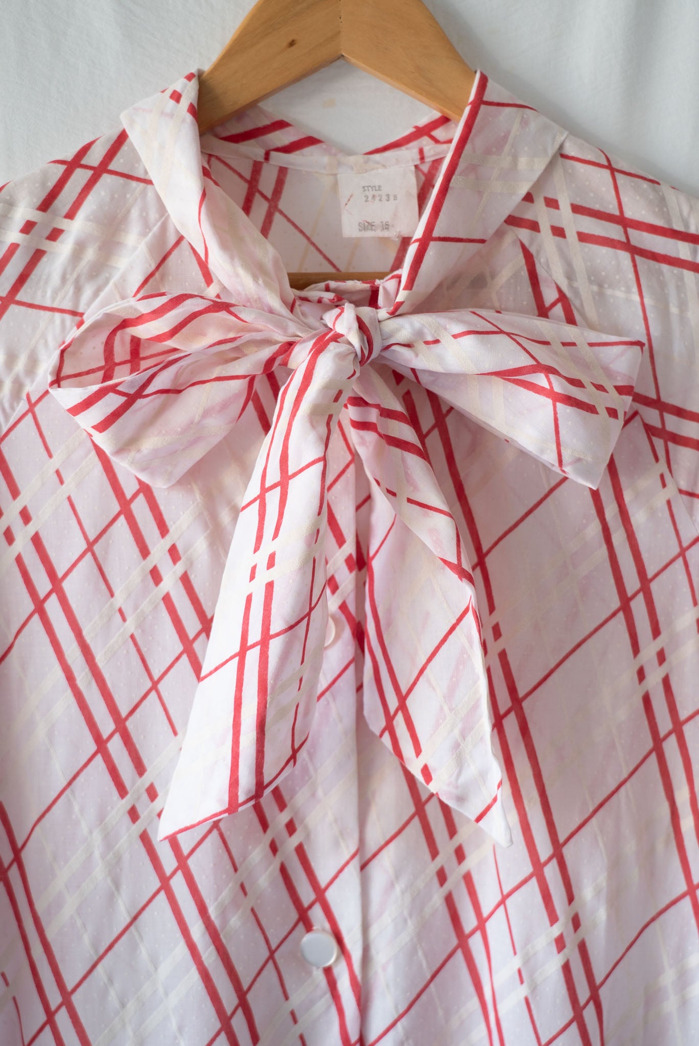 White and Red Bow Tie Collar Dress