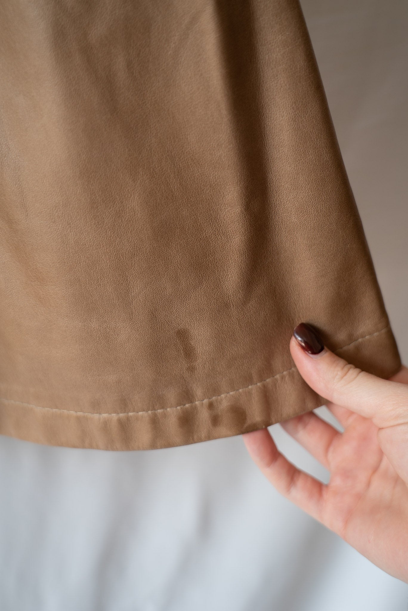 Brown Leather Flared Skirt