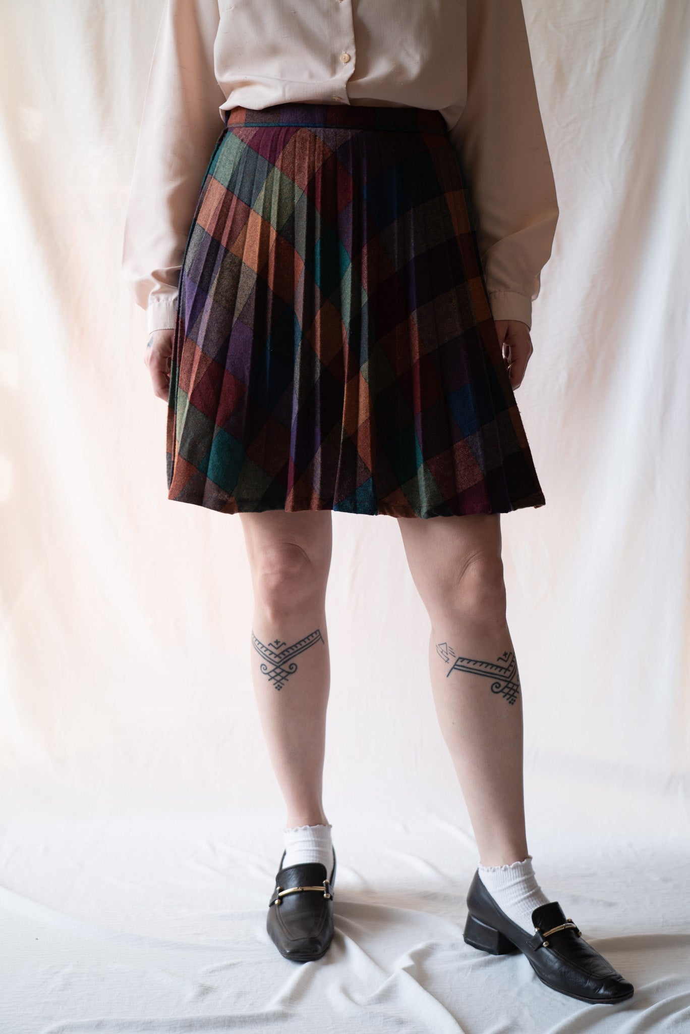 Large Checkered Pleated Skirt