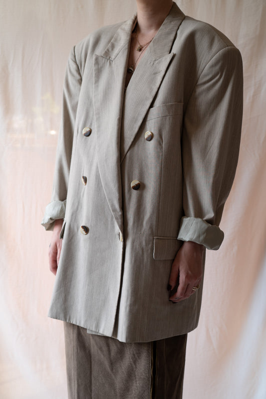 Light Gray Pinstripe Double-Breasted Jacket