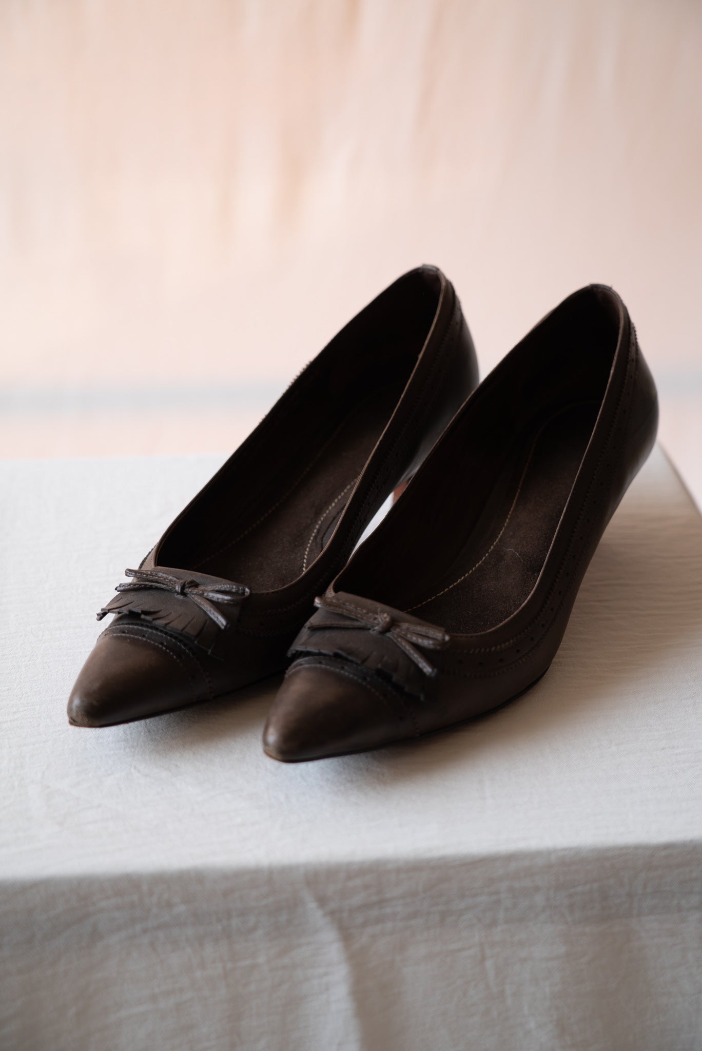 Ralph Lauren Brown Kitten Heel Pumps