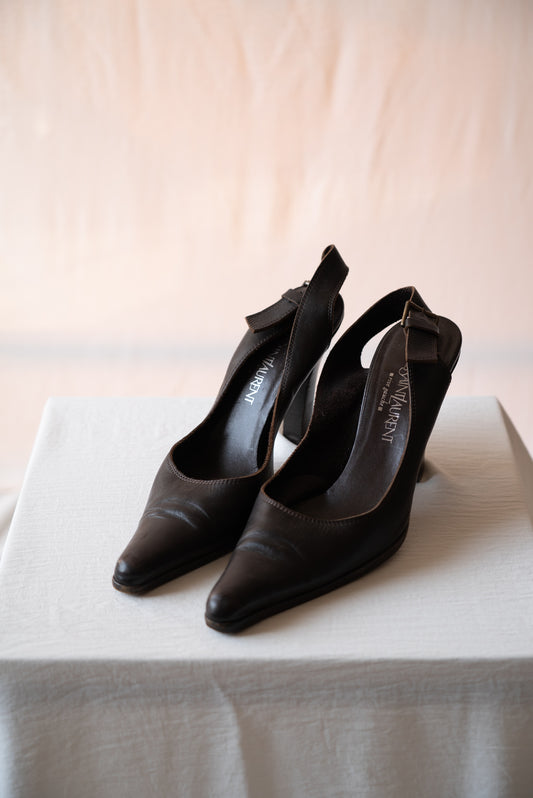 Yves Saint Laurent Brown Leather heels