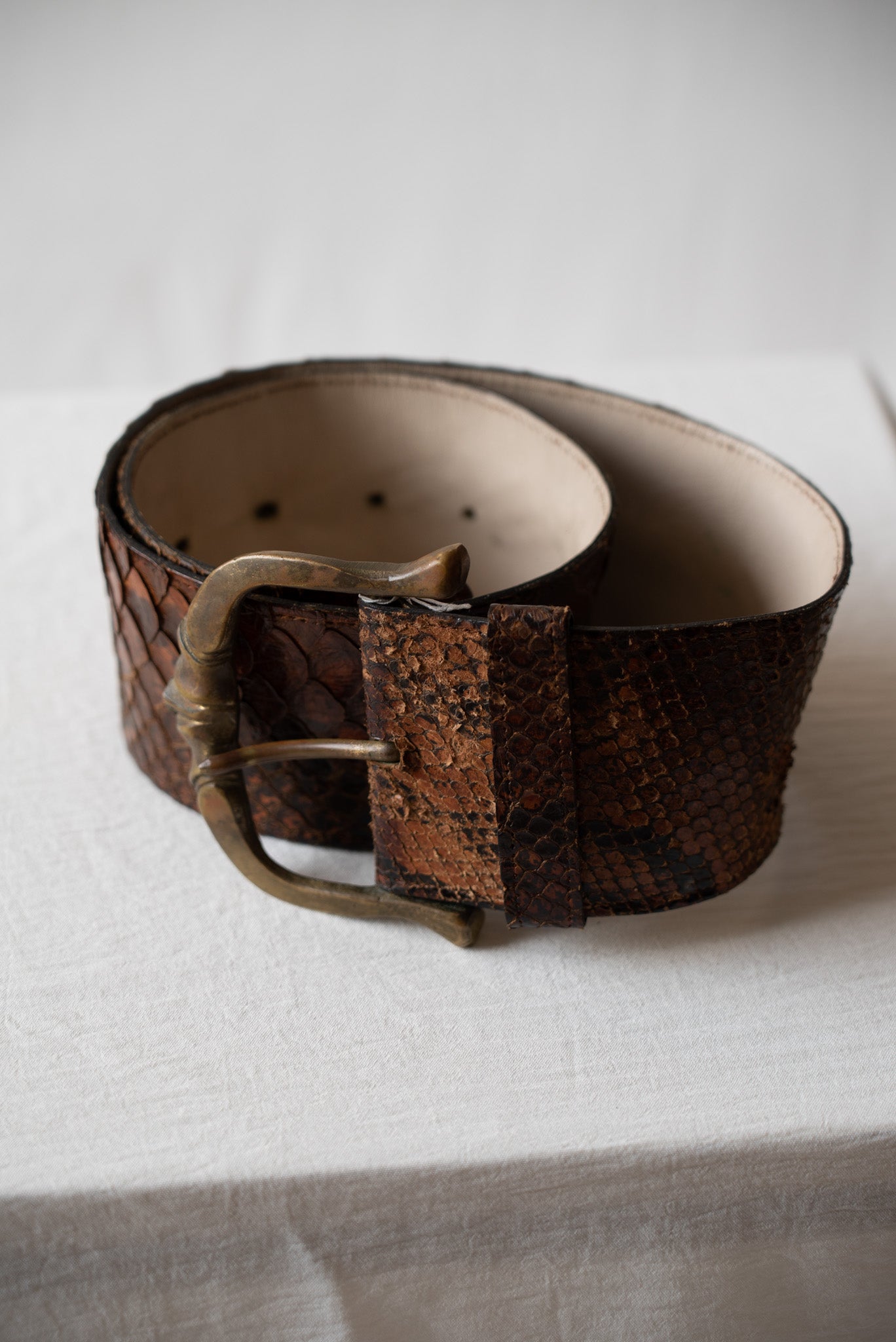 Wide Snake Skin Waist Belt