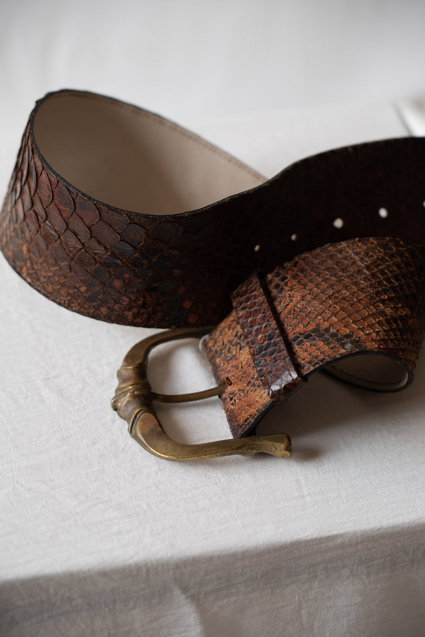 Wide Snake Skin Waist Belt