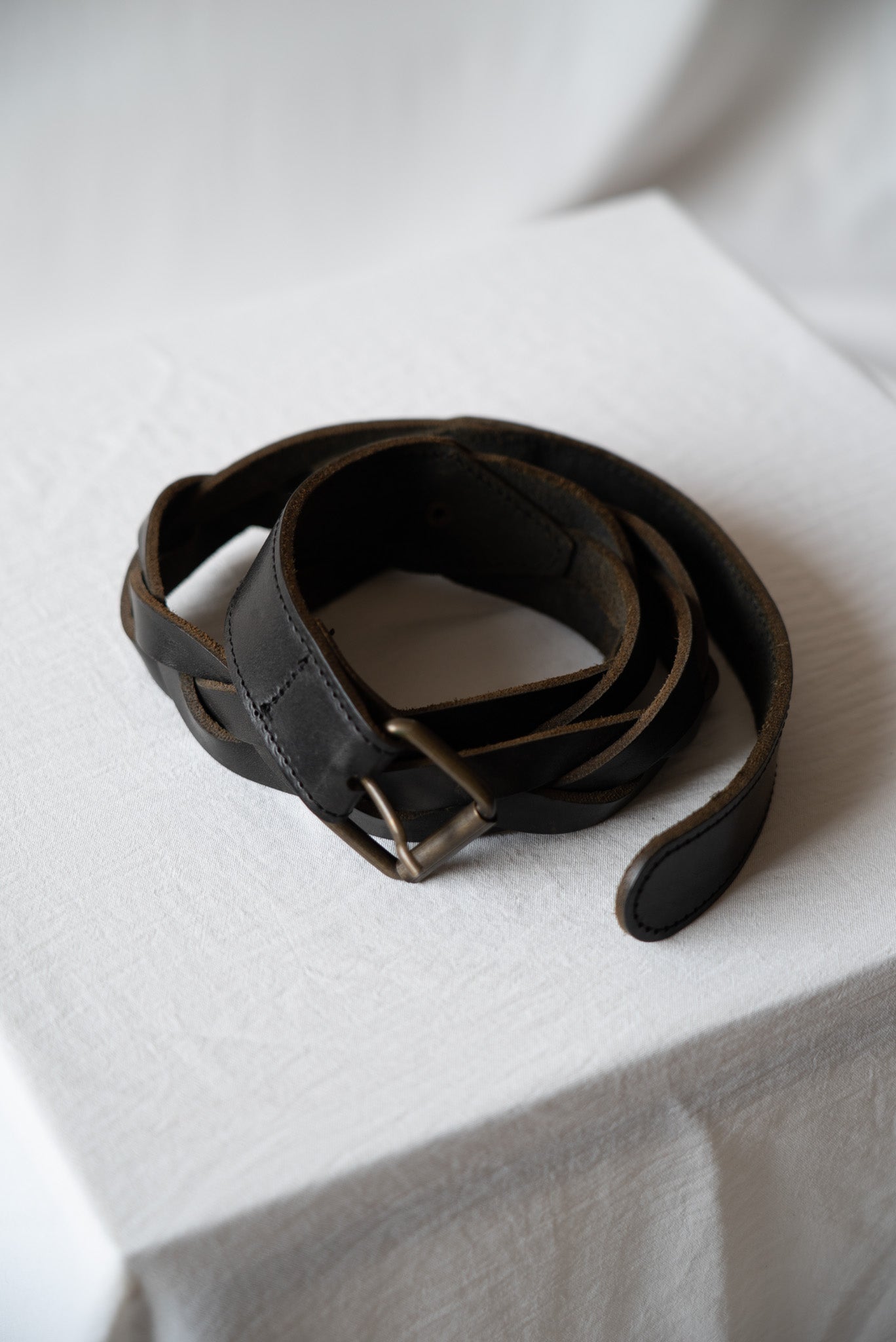 Black Braided Leather Belt