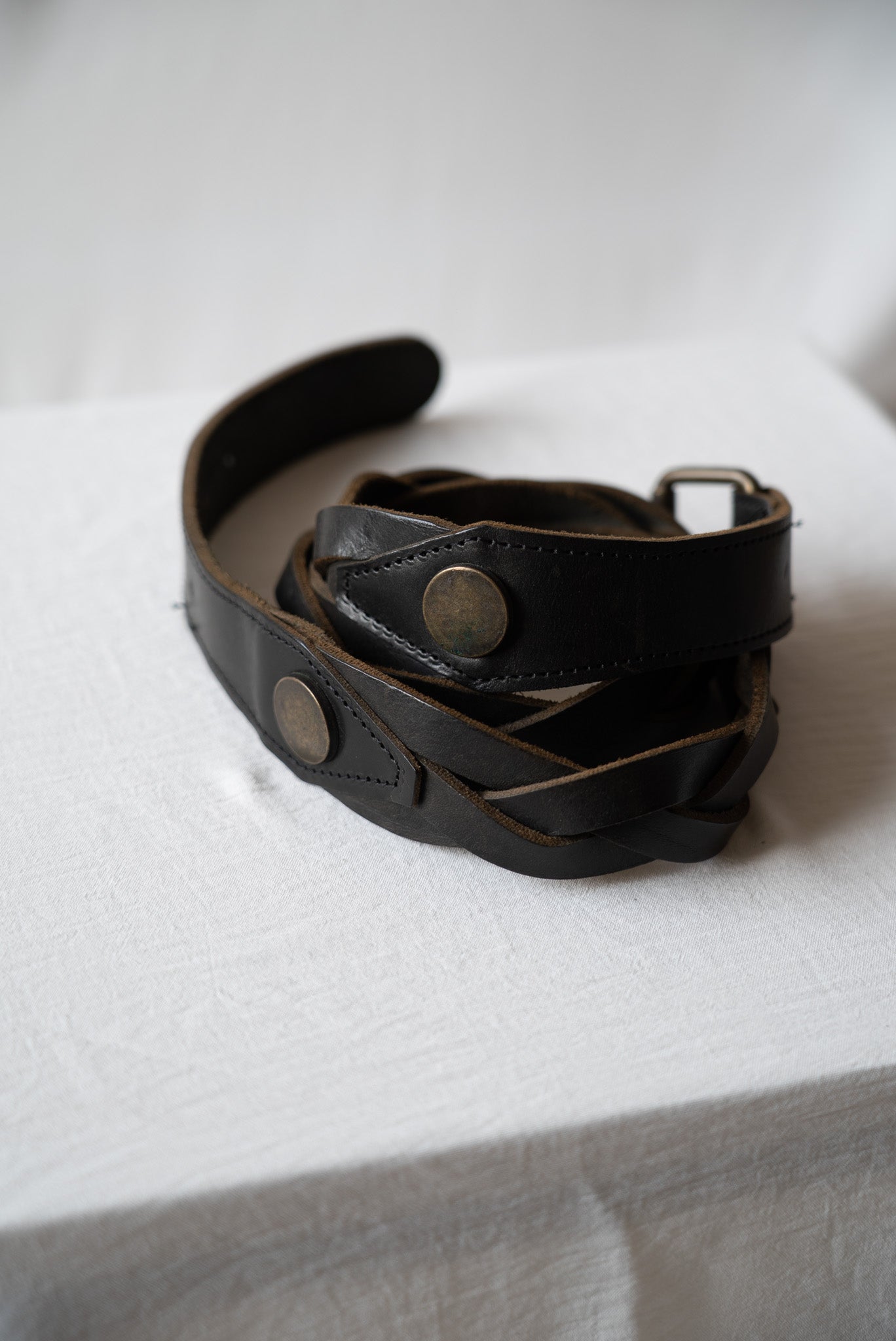 Black Braided Leather Belt