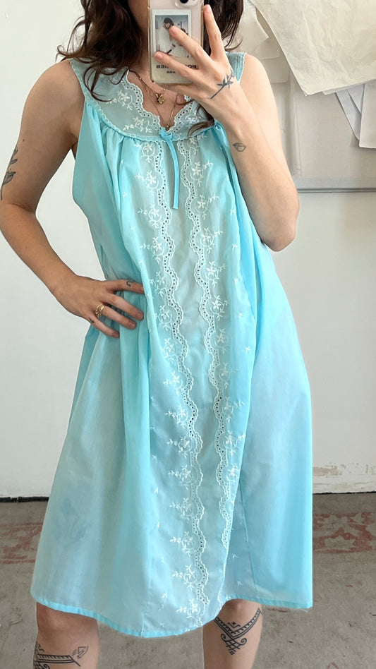 Light Blue Embroidered Nightgown